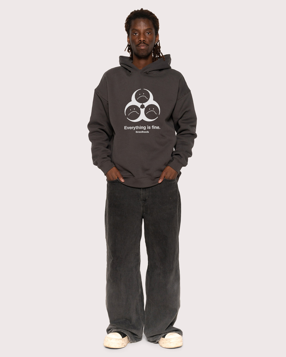 Everything Is Fine Biohazard Charcoal Hoodie