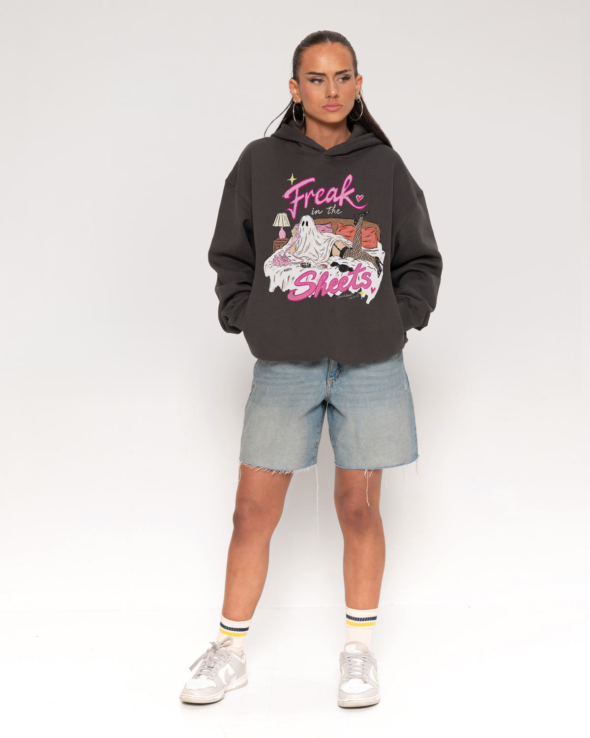 Freak in the Sheets Ghost Charcoal Hoodie