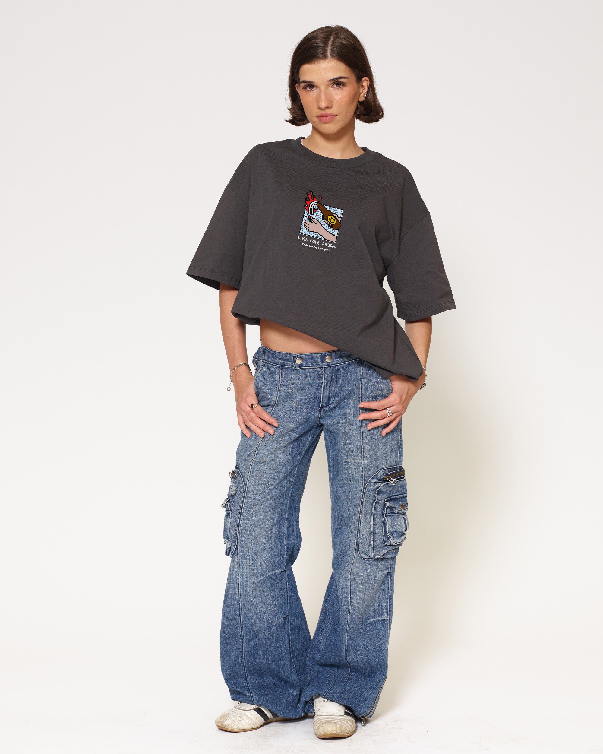 Live. Love. Arson Charcoal Oversized Tee