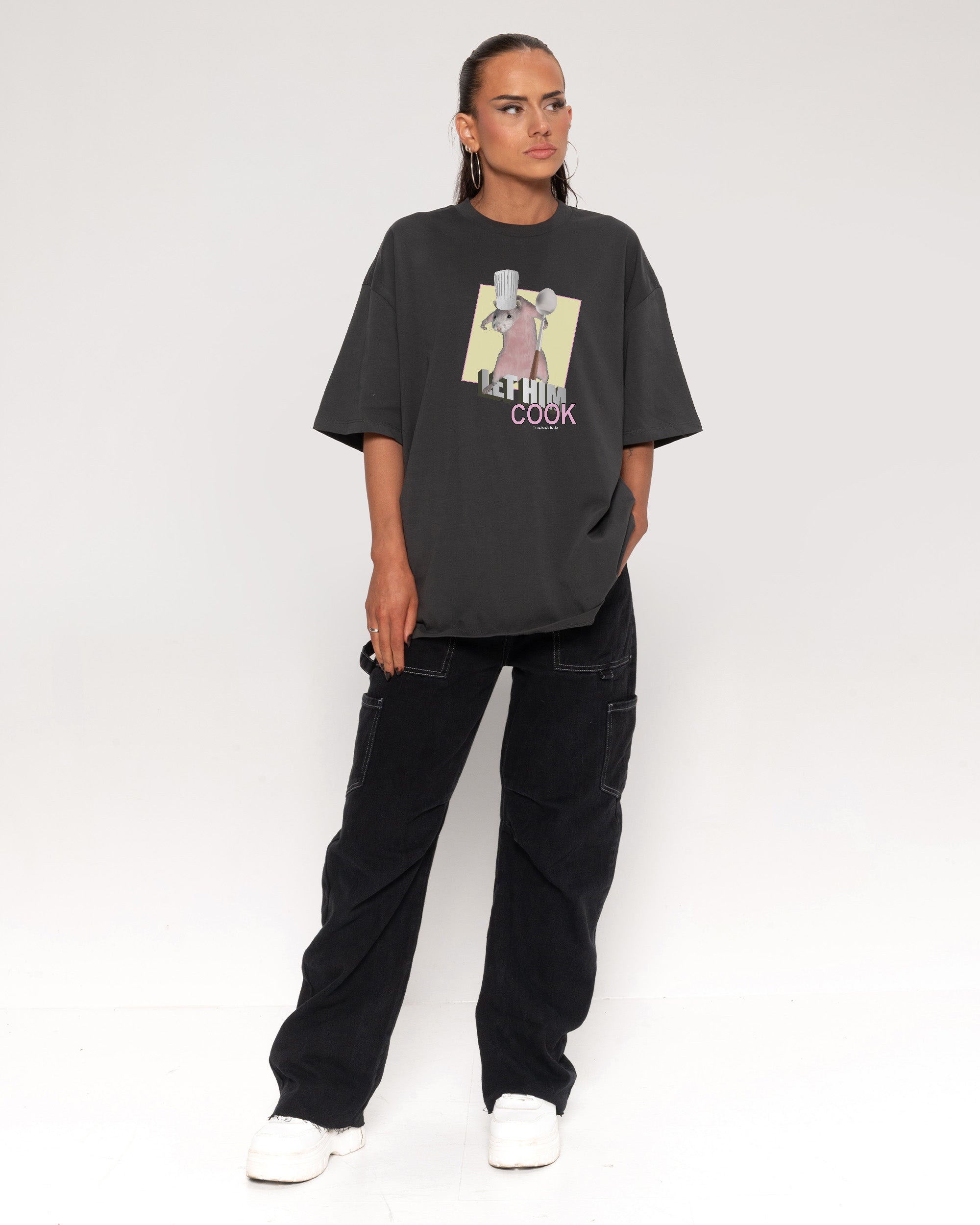 Let Him Cook Charcoal Oversized Tee