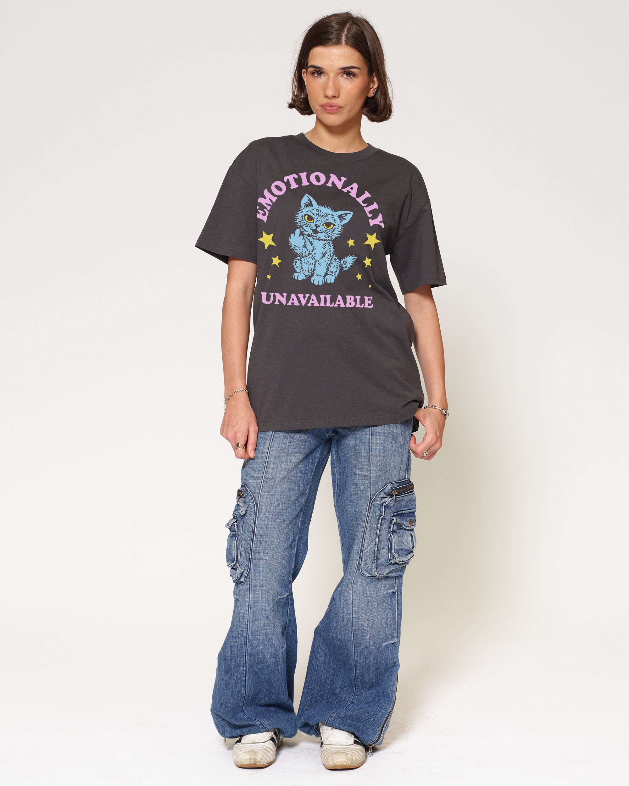 Emotionally Unavailable Cat Charcoal T-Shirt