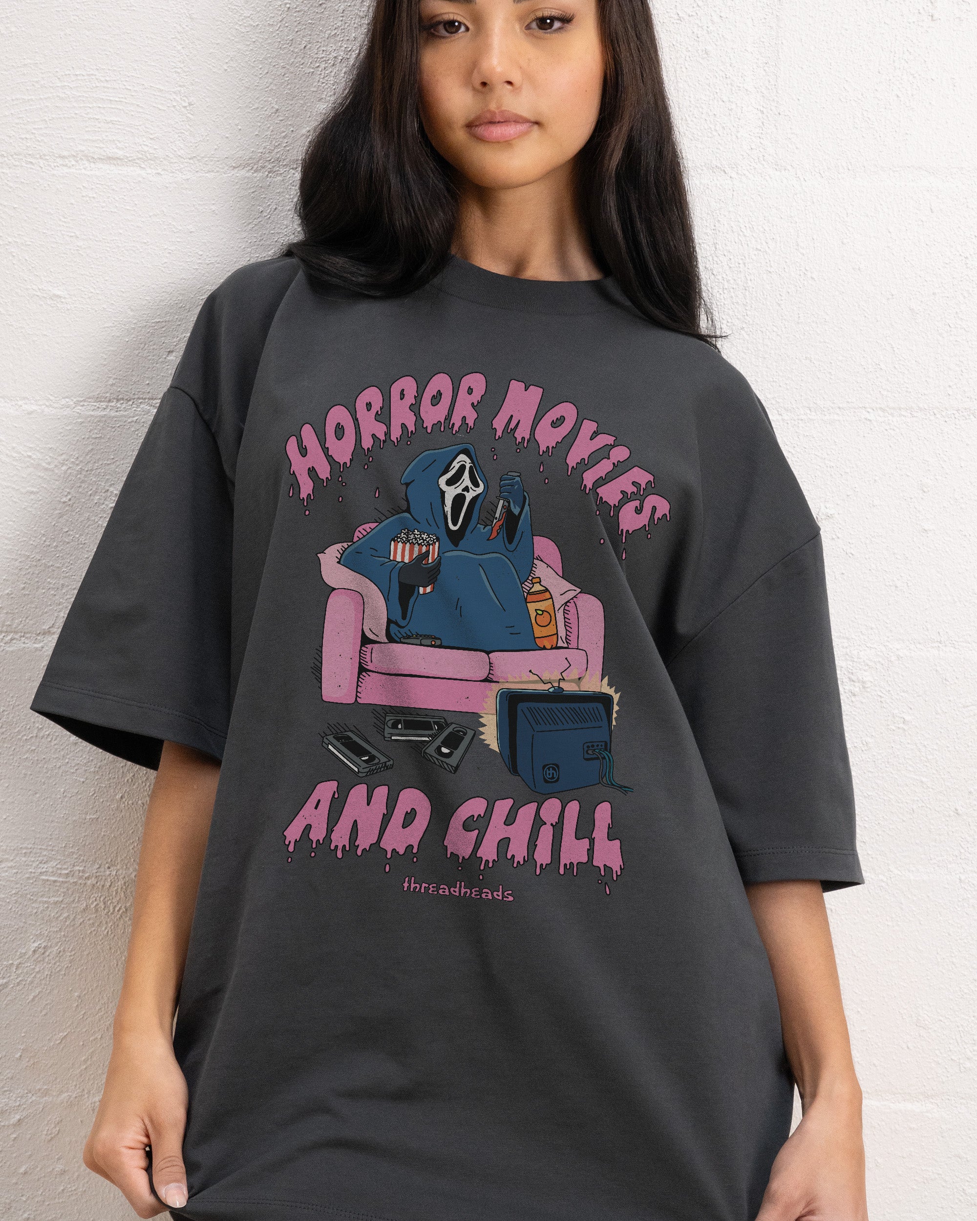 Horror Movies And Chill Oversized Tee Funny Halloween Oversized