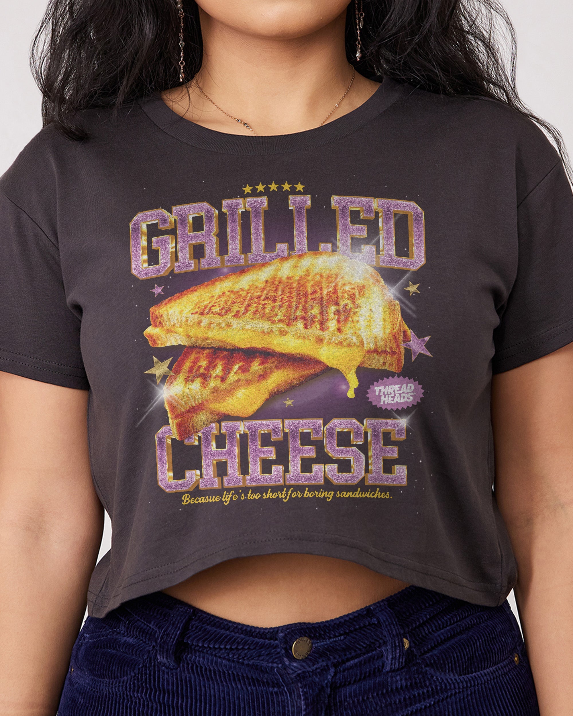 Grilled Cheese Crop Tee Australia Online Charcoal