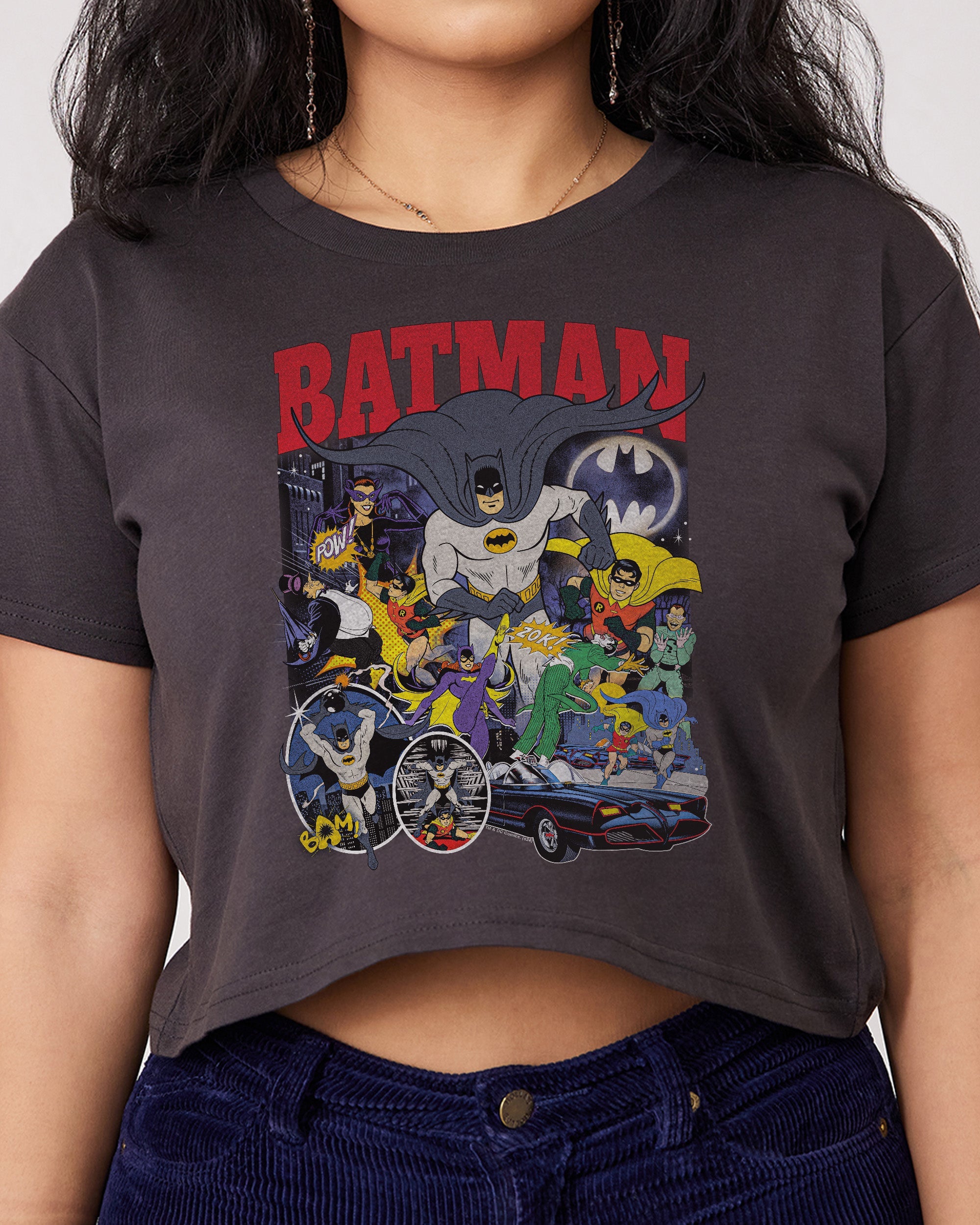 Batman Animated Bootleg Crop Tee Australia Online Charcoal