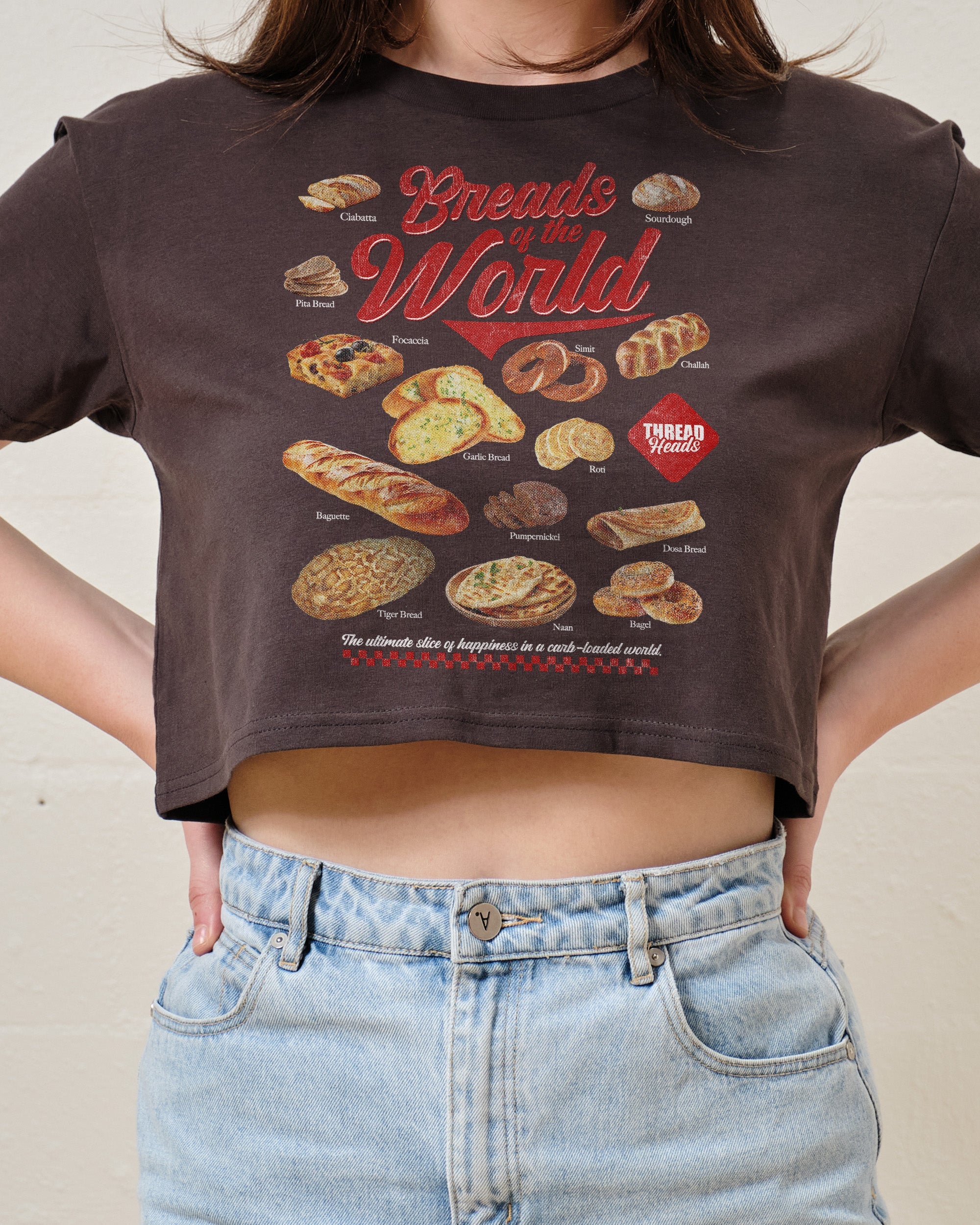 Breads of the World Crop Tee Australia Online Charcoal