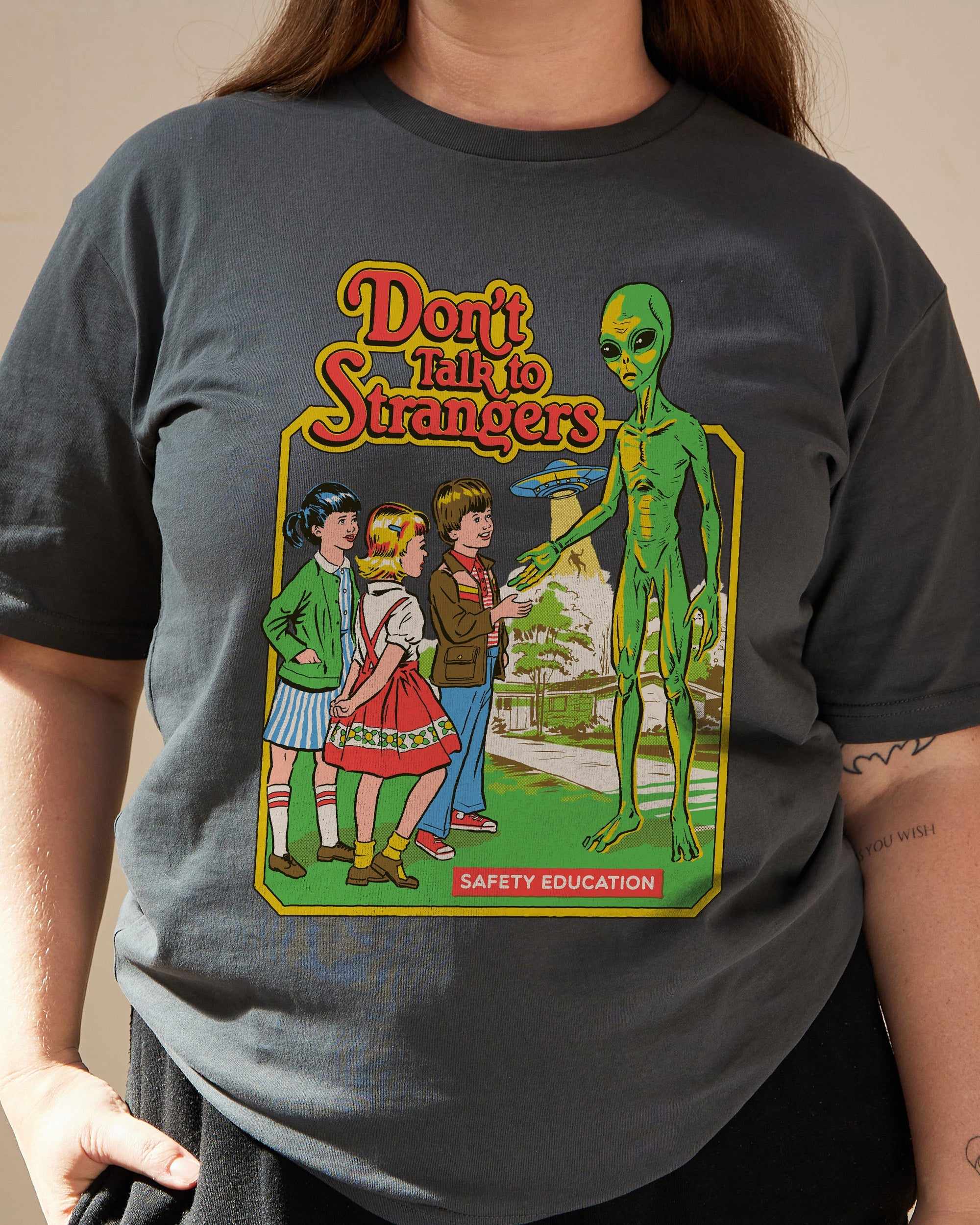 Don't Talk To Strangers T-Shirt Australia Online Charcoal