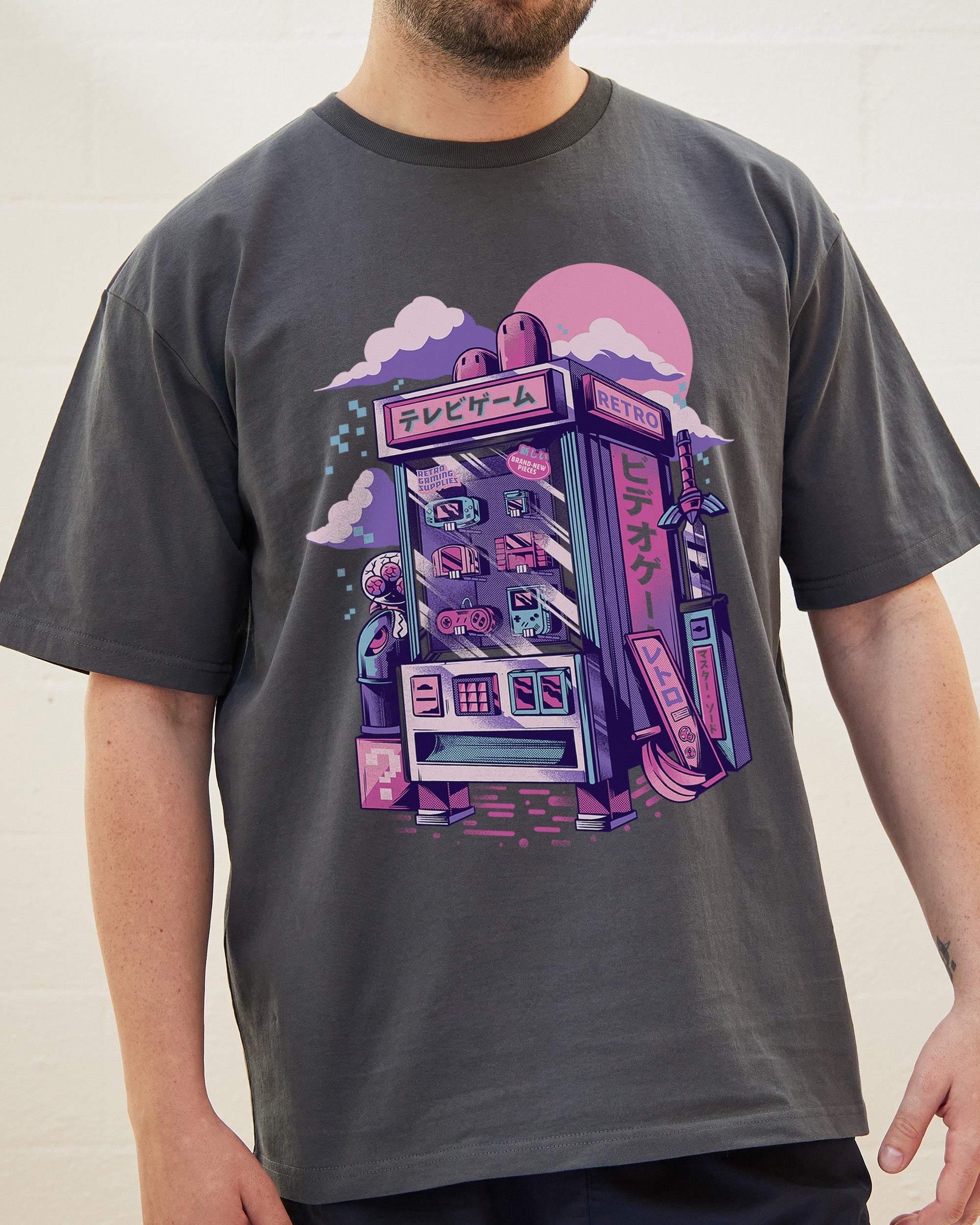 Retro Vending Machine T-Shirt Australia Online Charcoal