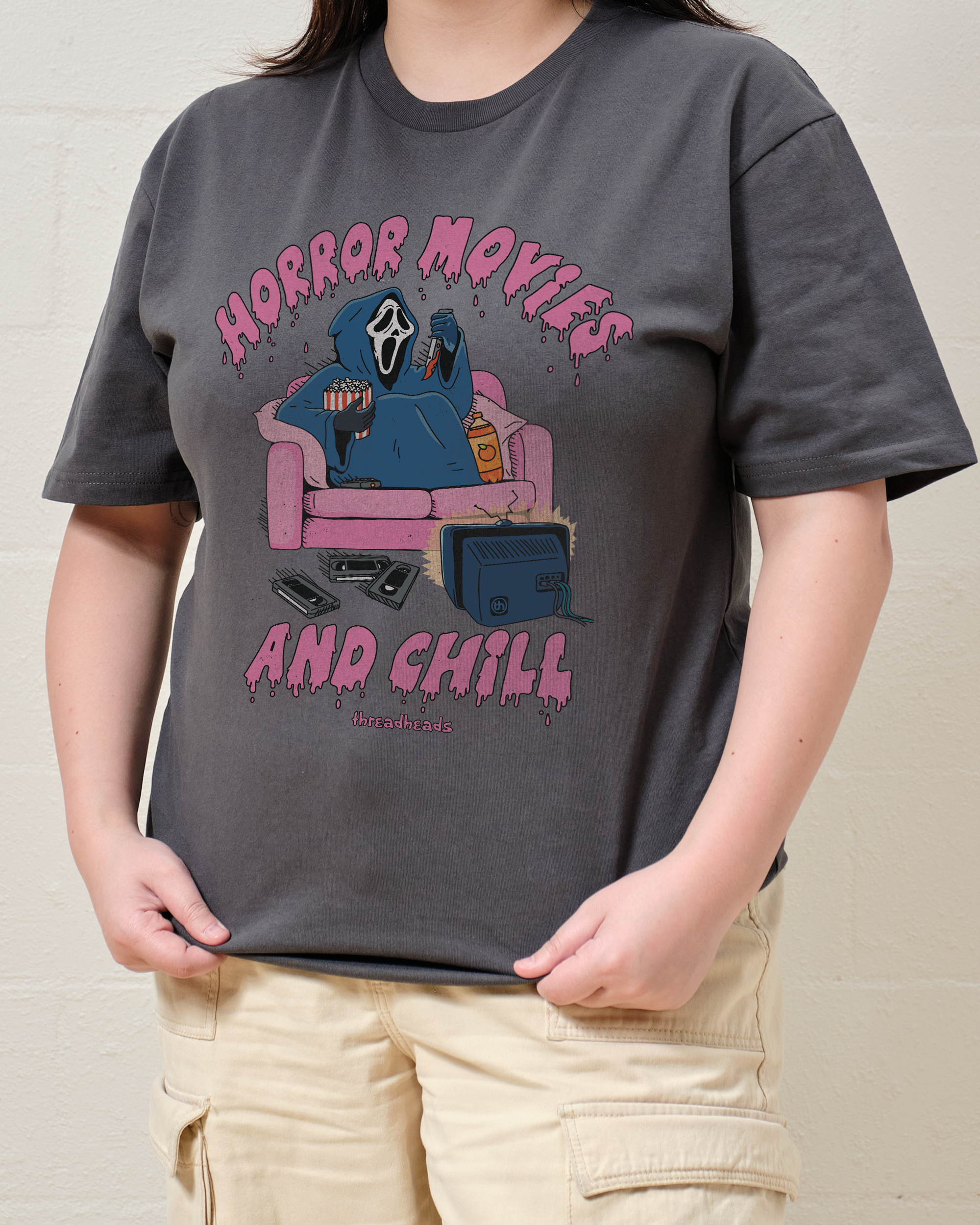 Horror Movies and Chill T-Shirt Australia Online Coal