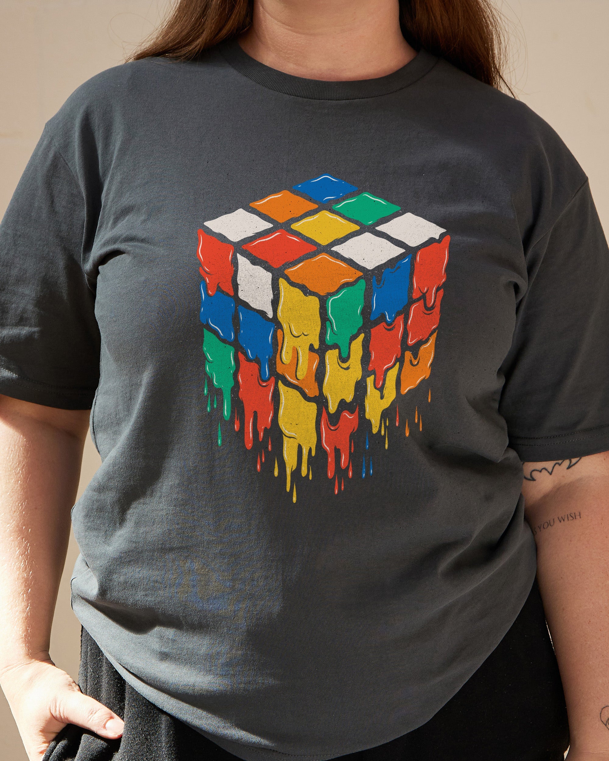 Rubik's Melt T-Shirt Australia Online Charcoal