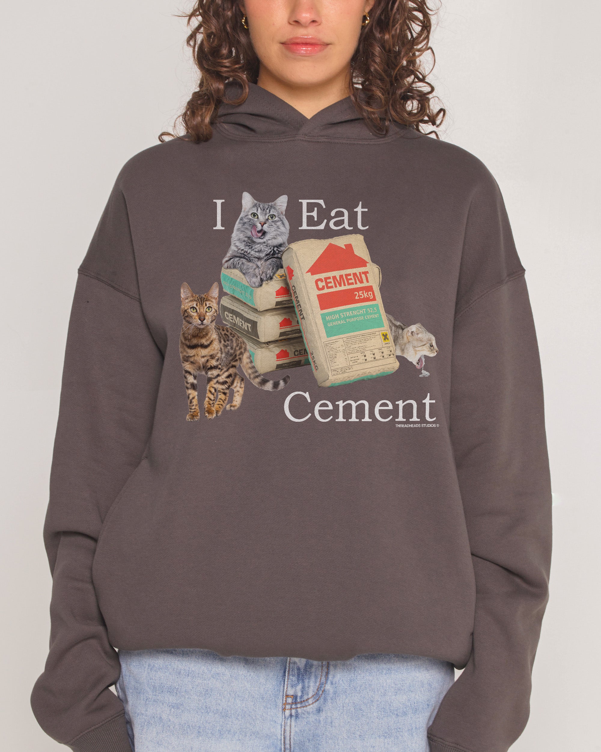 【新品】LOW IQ 01 零壱飯店 Hoodie cement M パーカー I Eat Cement Hoodie | Funny Graphic Hoodie | Threadheads