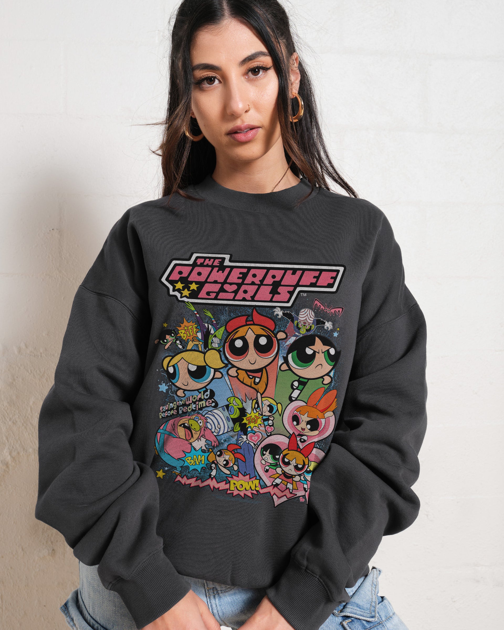 Plus Size Dolls Kill x PowerPuff Girls Oversized Intarsia Sweater- Multi Plus Size Dolls Kill x PowerPuff Girls Oversized Intarsia Sweater- Multi