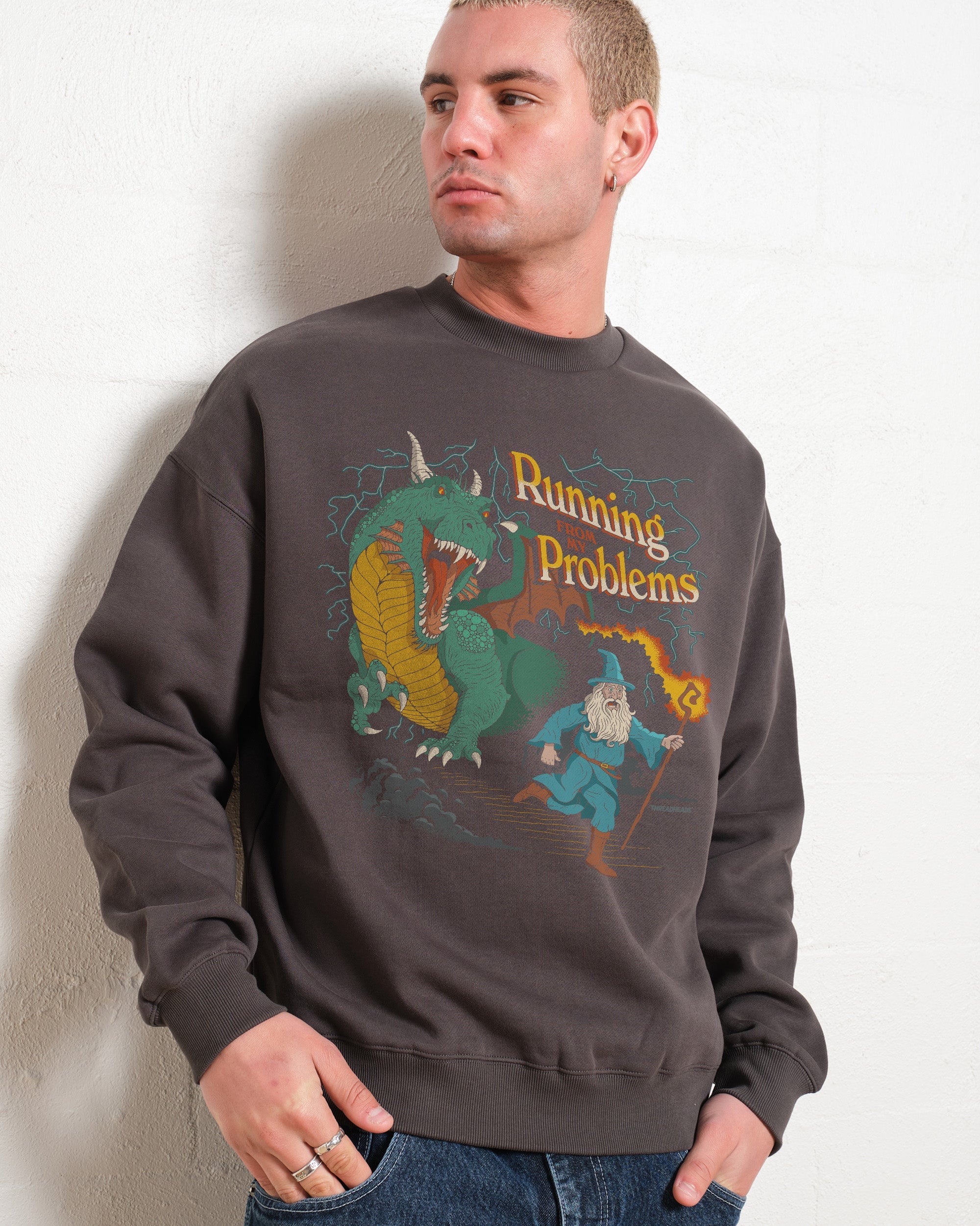 Running From My Problems Sweatshirt Australia Online Charcoal