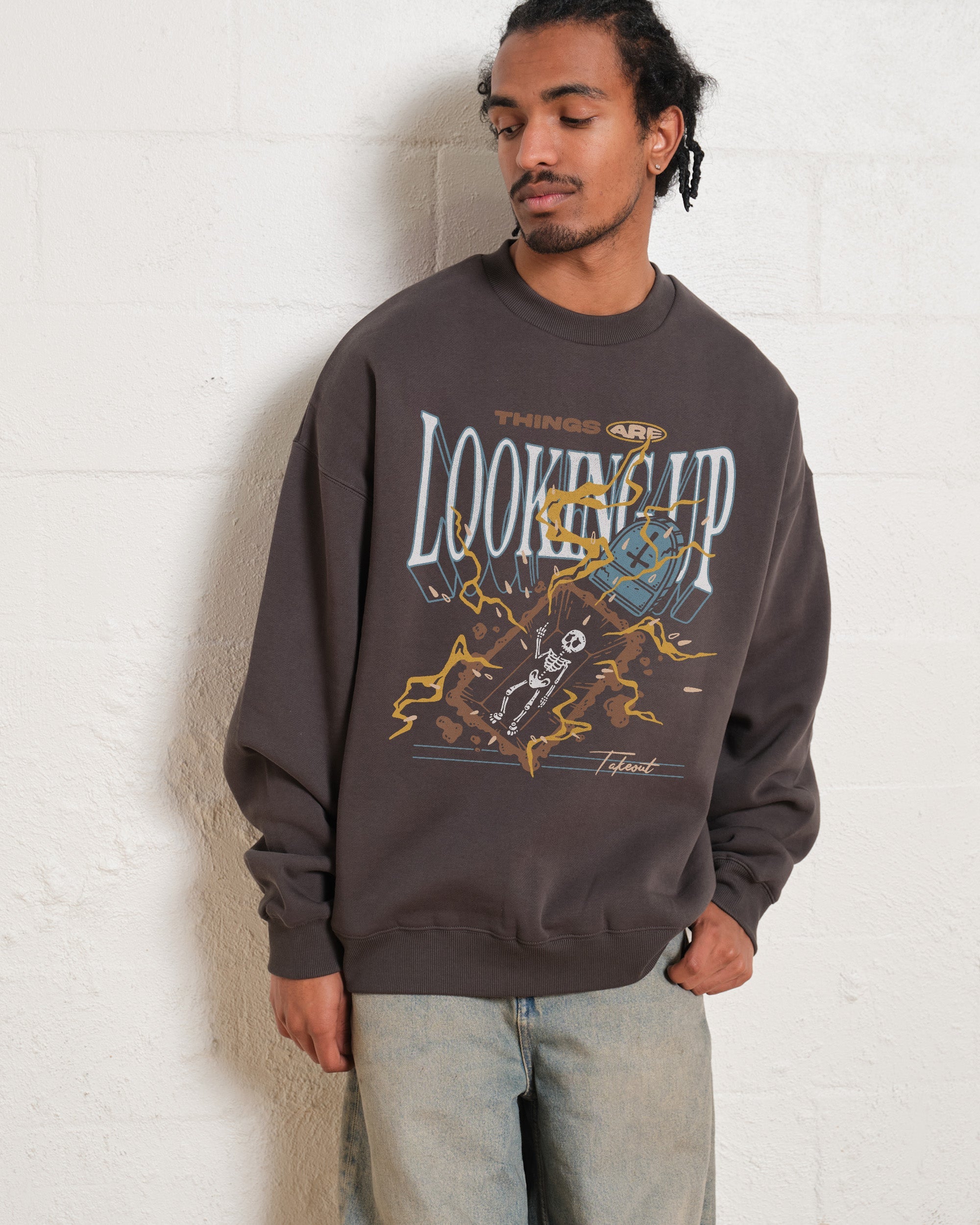 Things Are Looking Up Sweatshirt Australia Online Charcoal