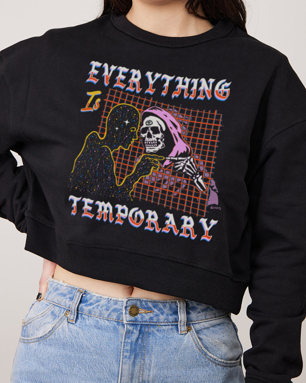 Everything is Temporary Crop Jumper Australia Online #colour_black