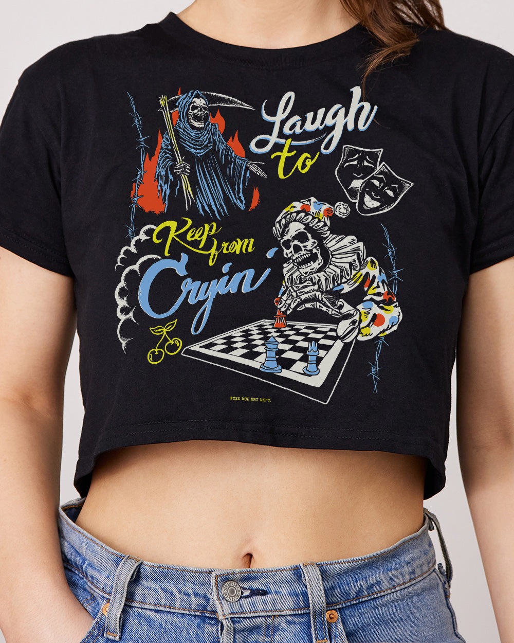 Laugh To Keep From Cryin' Crop Tee Australia Online #colour_black
