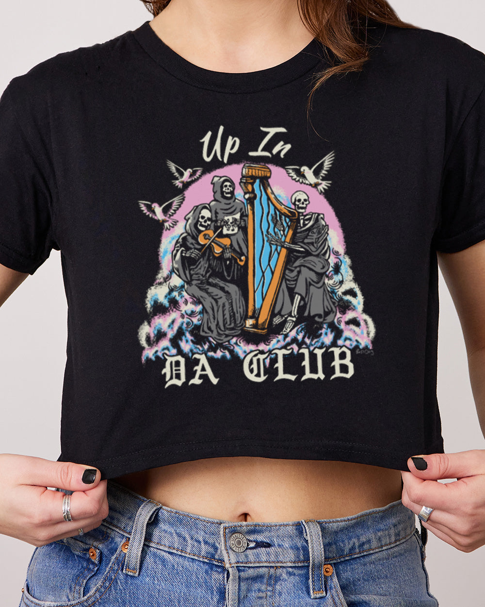 Up In Da Club Crop Tee Australia Online #colour_black