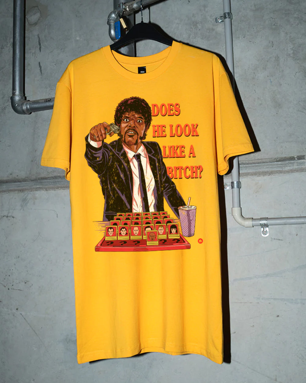 Does He Look Like a Bitch T-Shirt Australia Online #colour_yellow