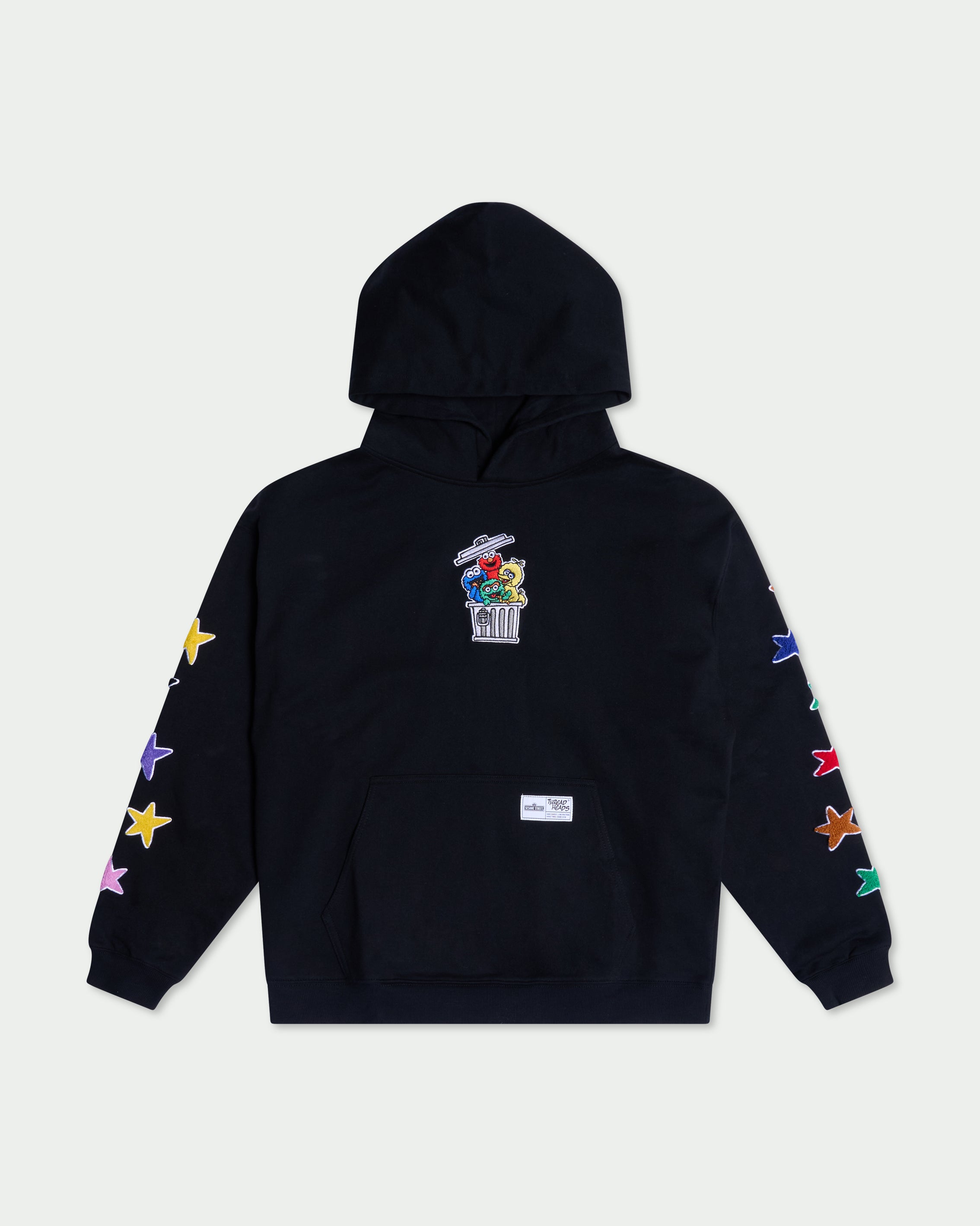 トップス THERED THREAD print hoodie 1 toys Tokyo Bin Party Black Hoodie | Official Sesame Street Merchandise