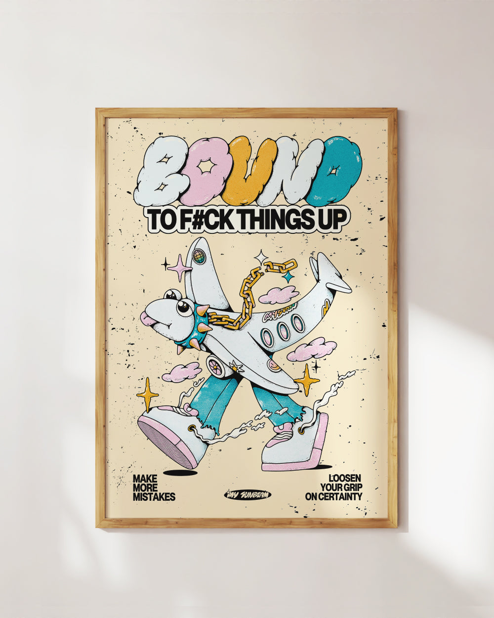 Bound to F#ck Things Up Art Print | Wall Art #colour_yellow