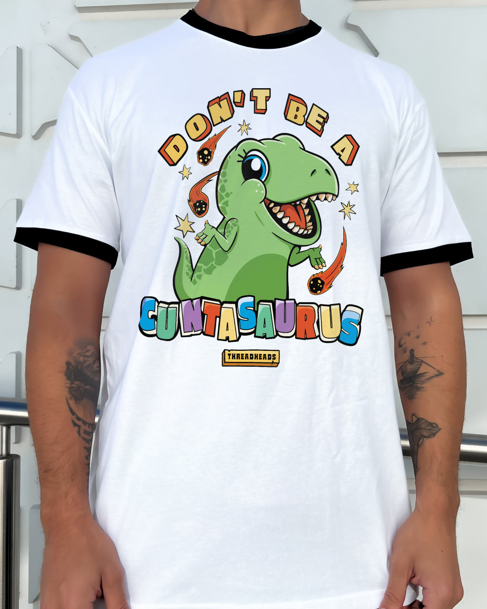 Don't Be a Cuntasaurus T-Shirt Australia Online #colour_black ringer