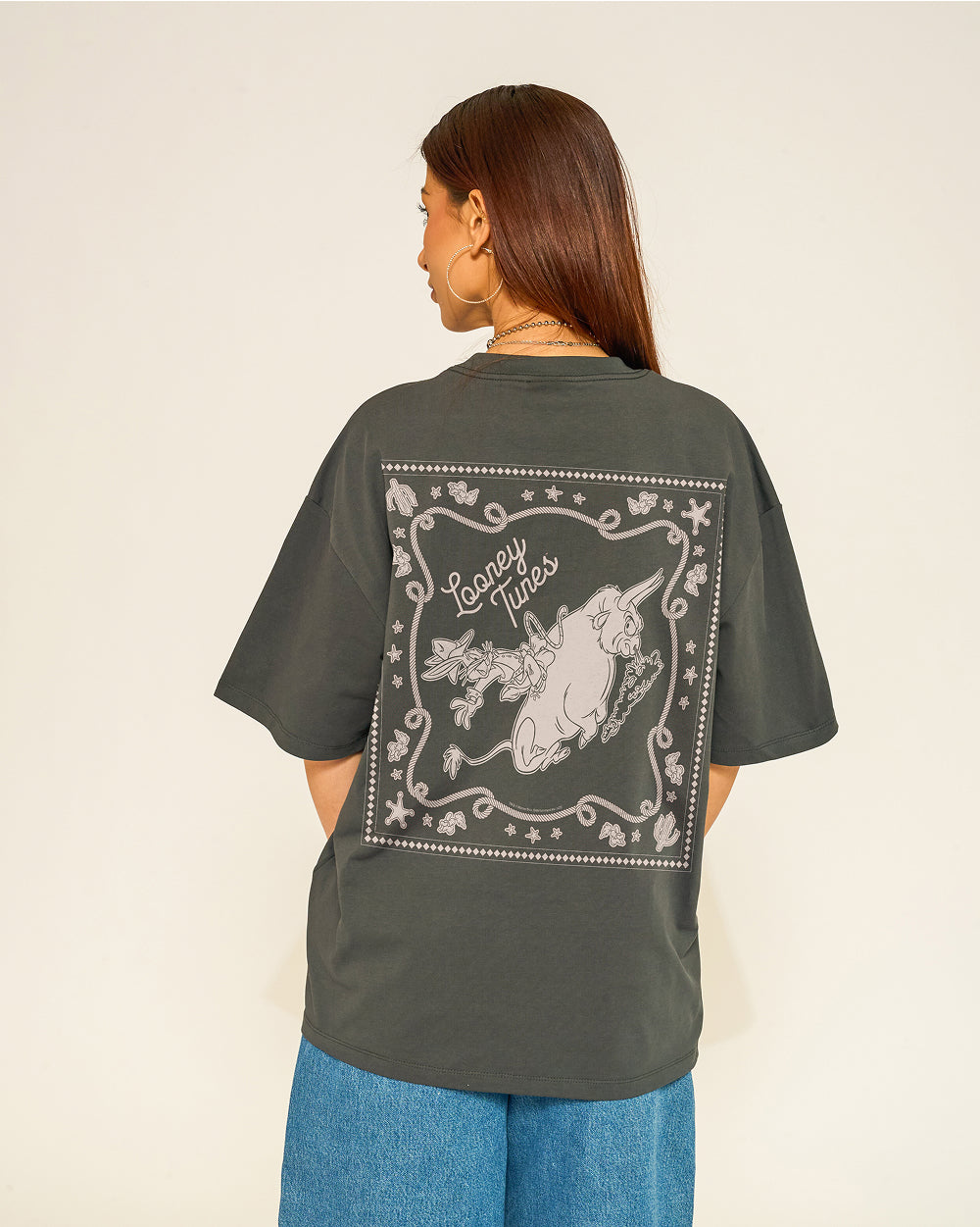 Bugs Rodeo Oversized Tee Threadheads Australia #colour_charcoal