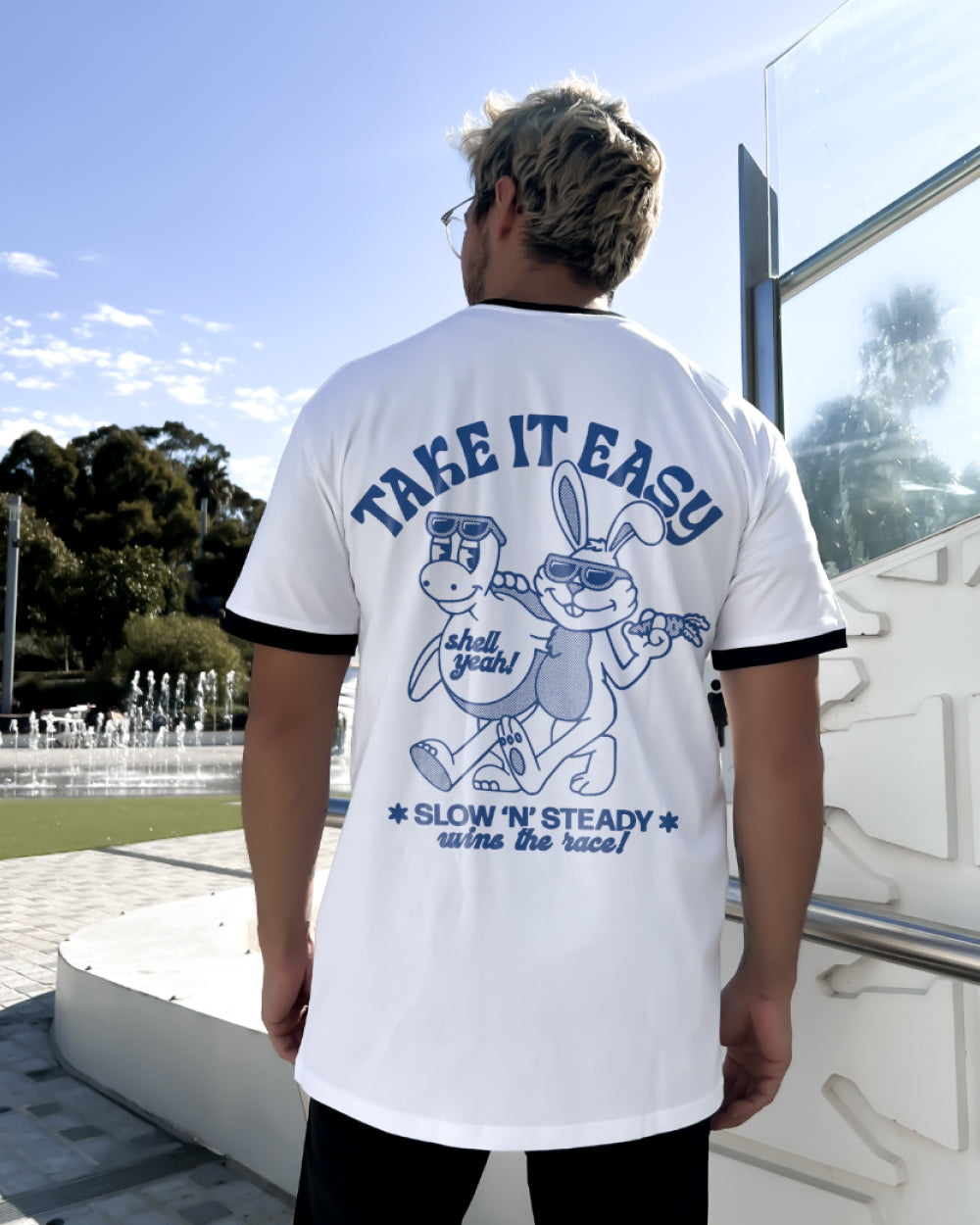 Take it Easy T-Shirt Australia Online #colour_black ringer