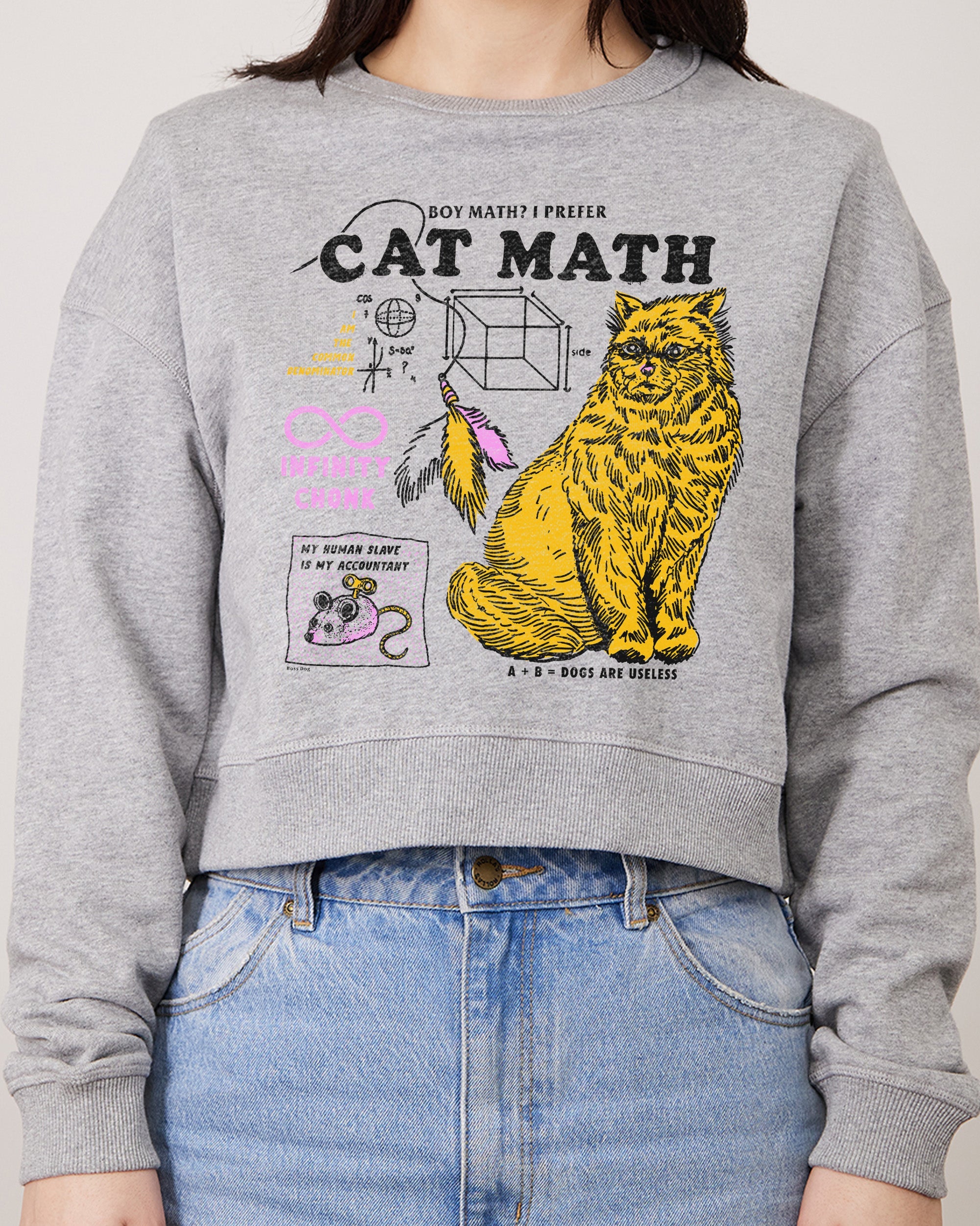 Cat Math Crop Jumper Australia Online Grey