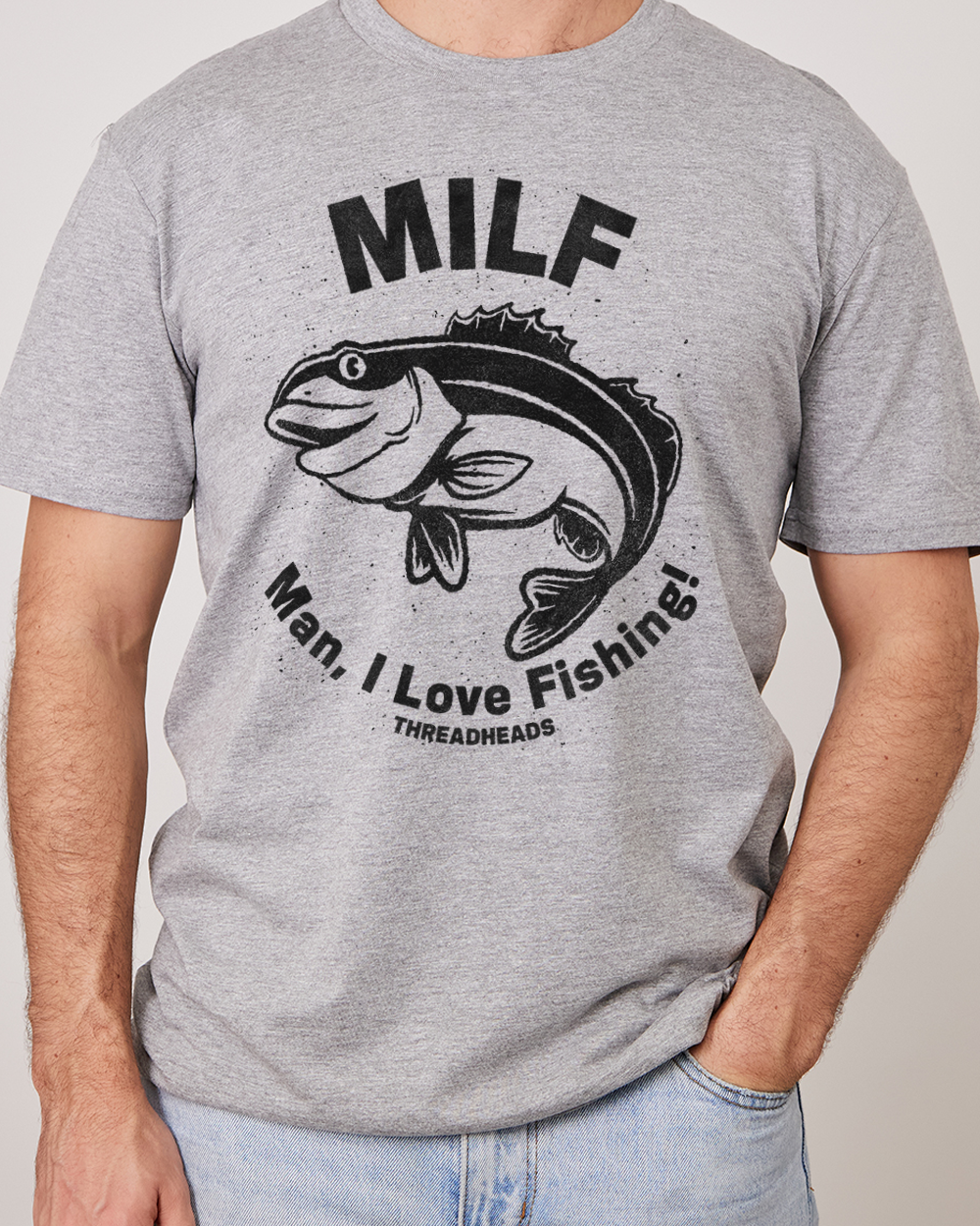 Man I Love Fishing  T-Shirt Australia Online #colour_grey