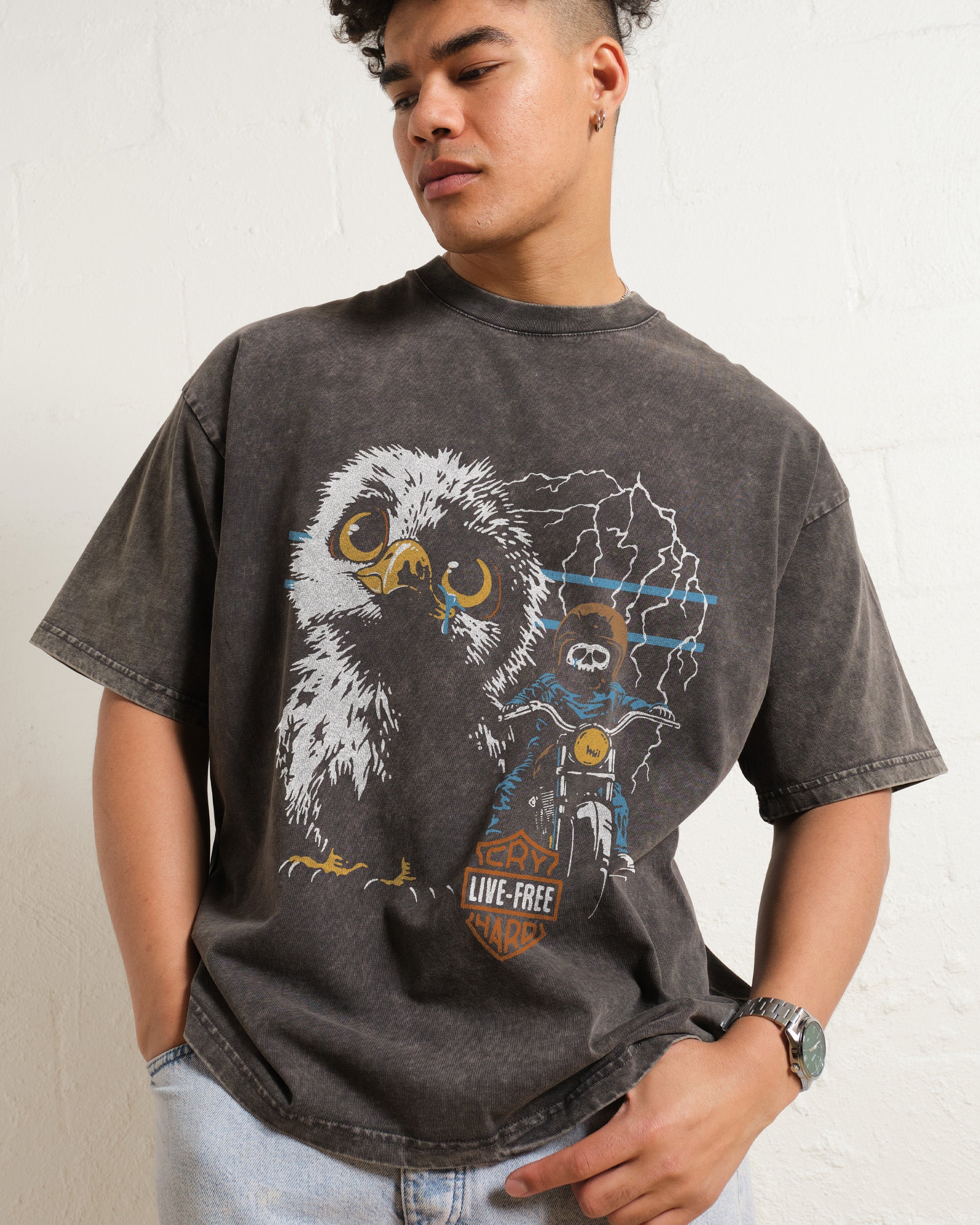Live Free Cry Hard Wash Tee Online Australia