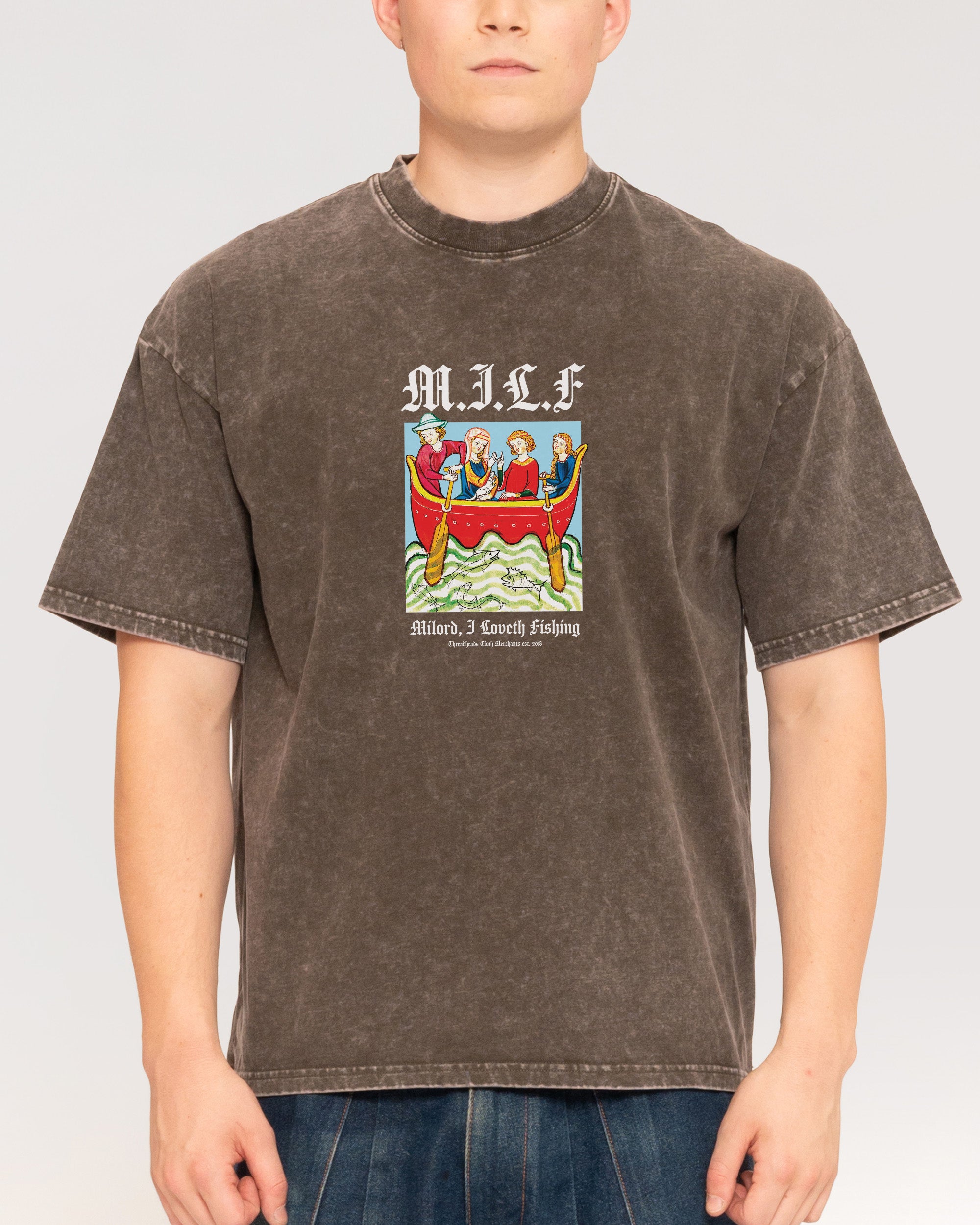 Milord, I Love Fishing Grey Stone Oversized Tee