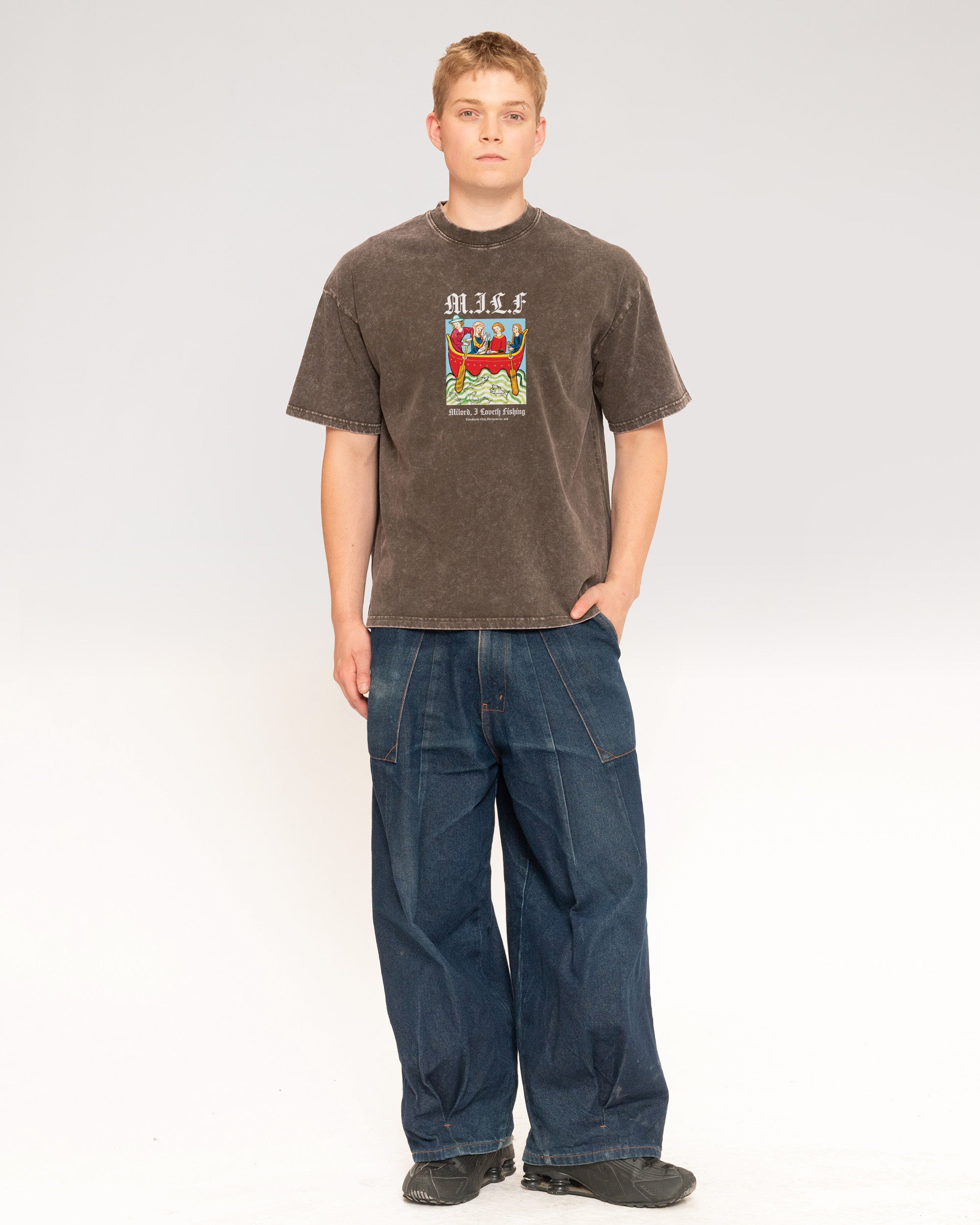 Milord, I Love Fishing Grey Stone Oversized Tee