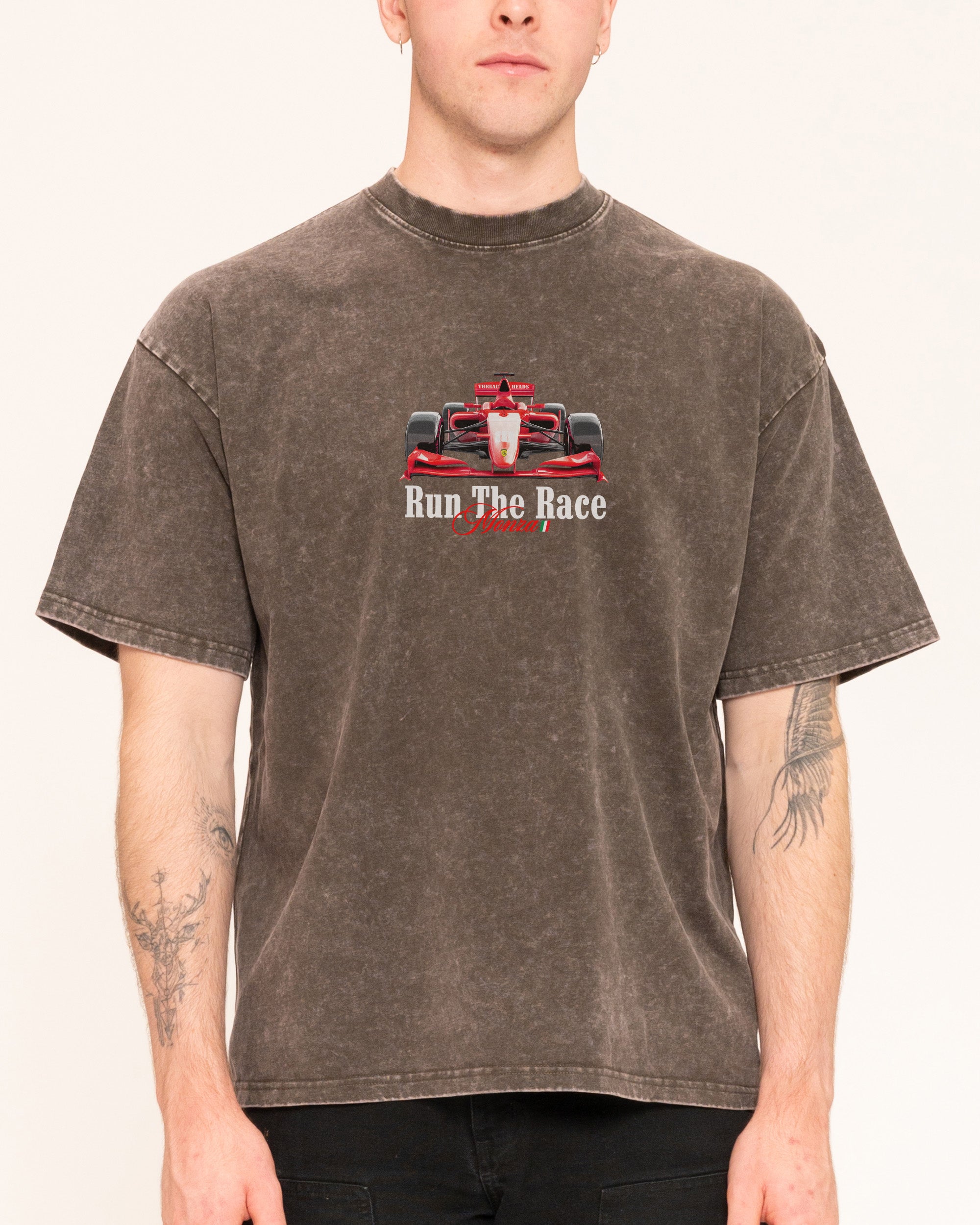 Run the Race Grey Oversized Tee