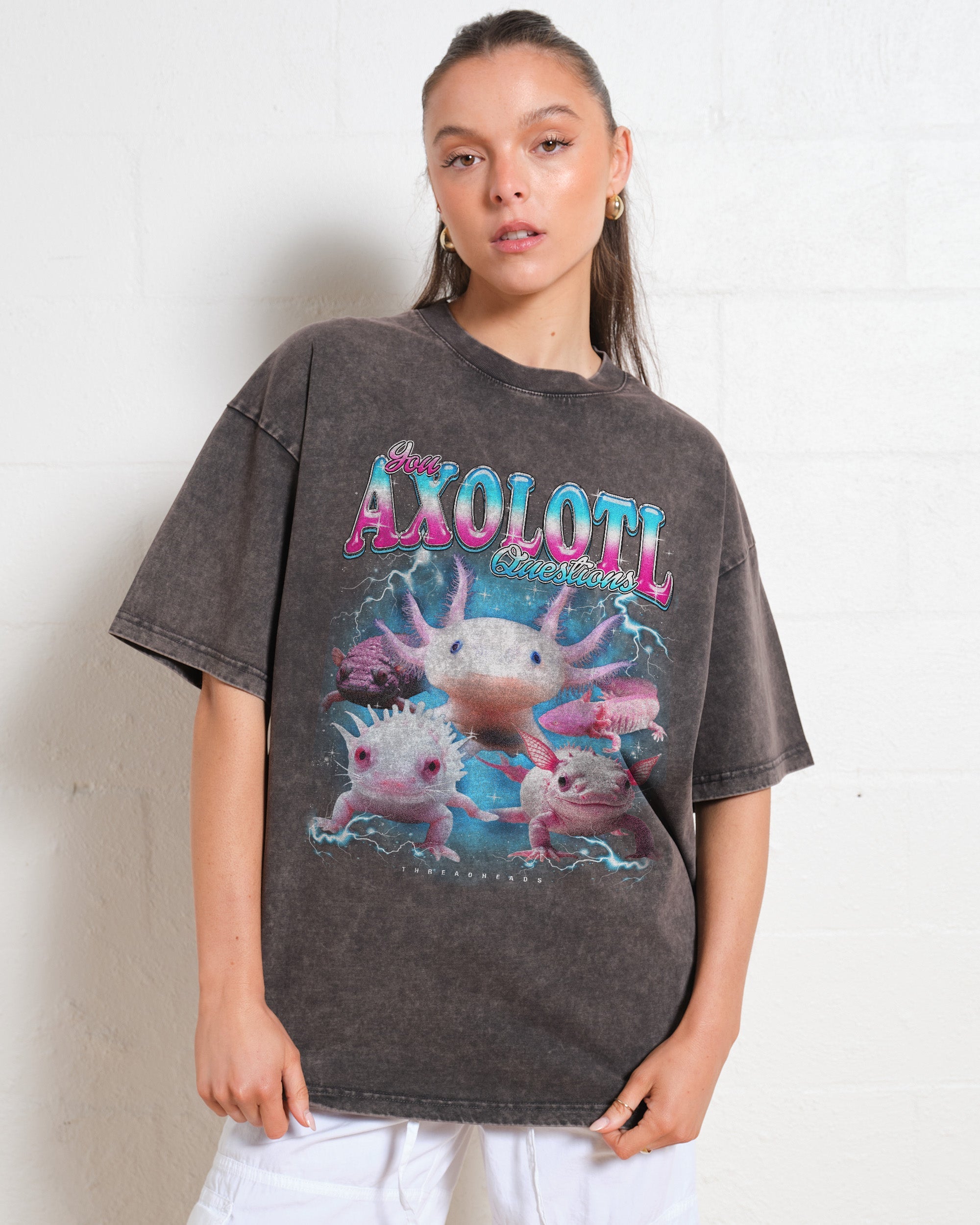 You Axolotl Questions Wash Tee Australia Online Grey Stone