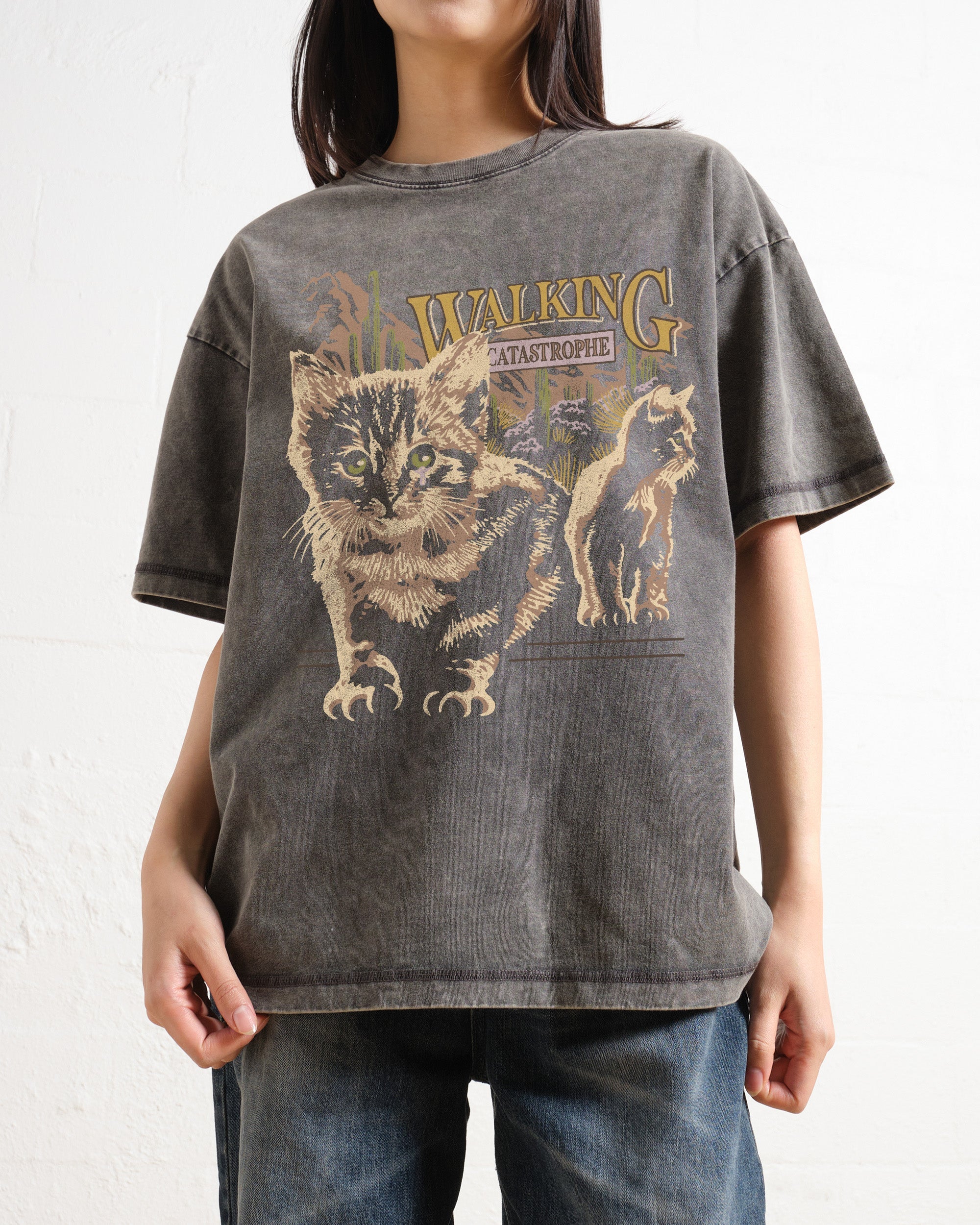 Walking Catastrophe Wash Tee Australia Online Grey Stone