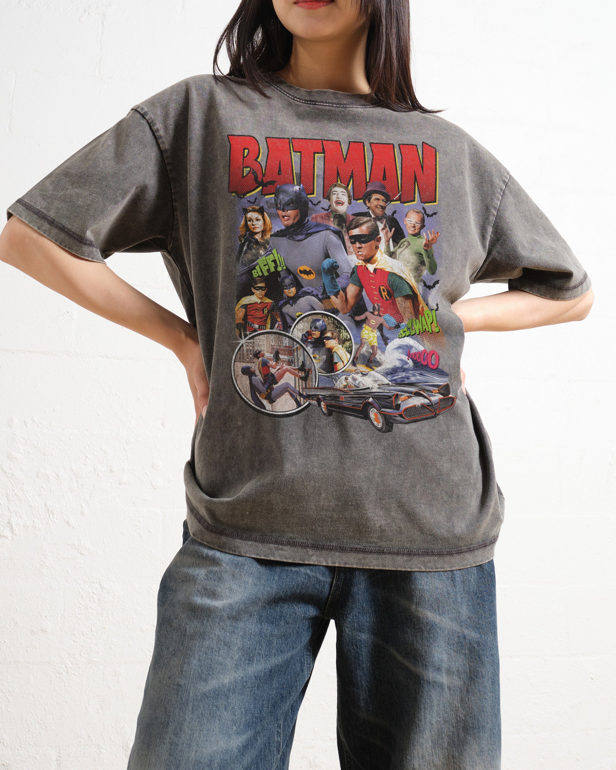 Batman Bootleg Wash Tee Australia Online Grey Stone