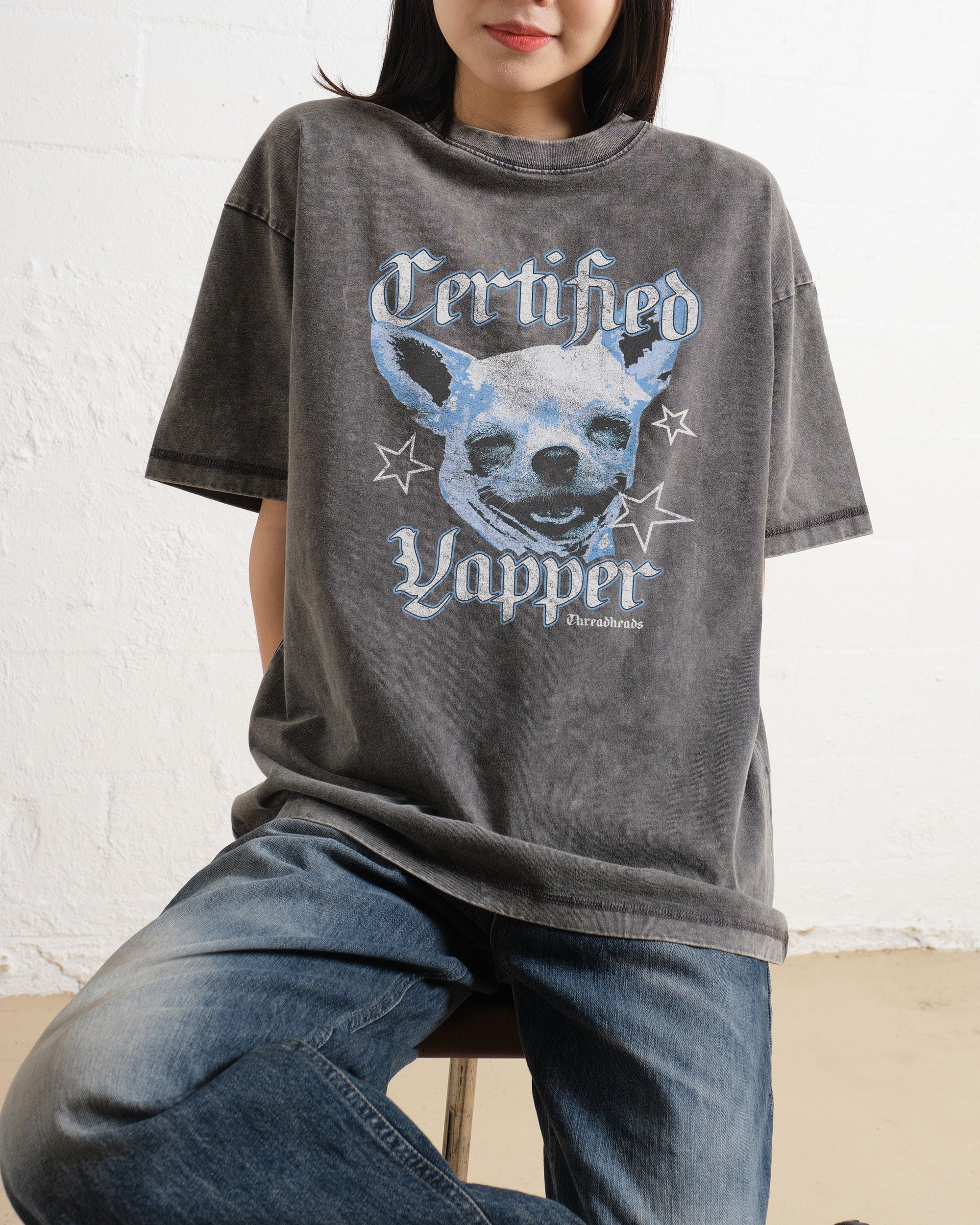 Certified Yapper Wash Tee Australia Online Grey Stone