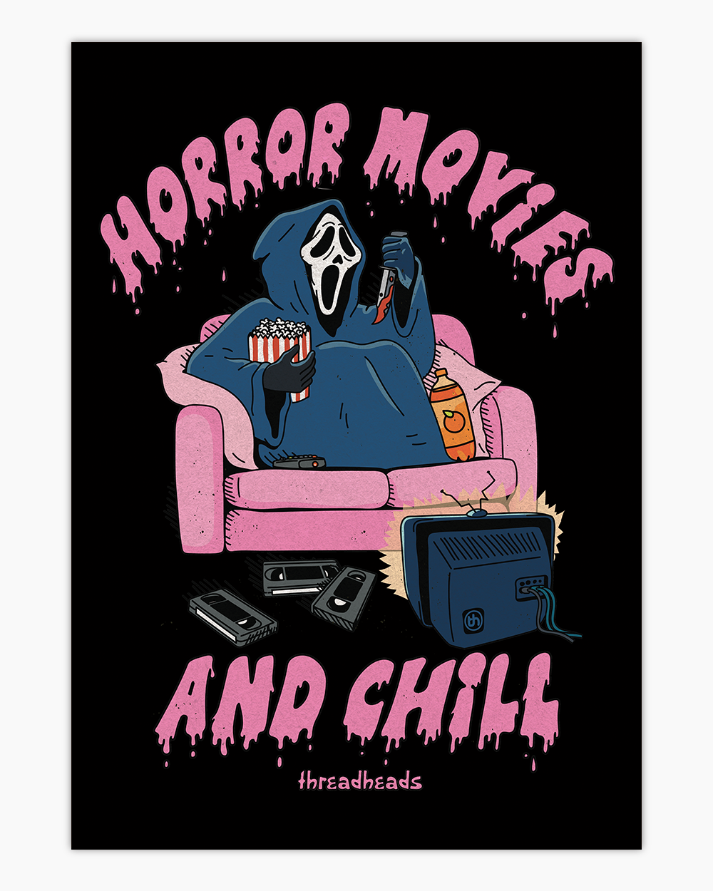 Horror Movies and Chill Art Print #colour_Black