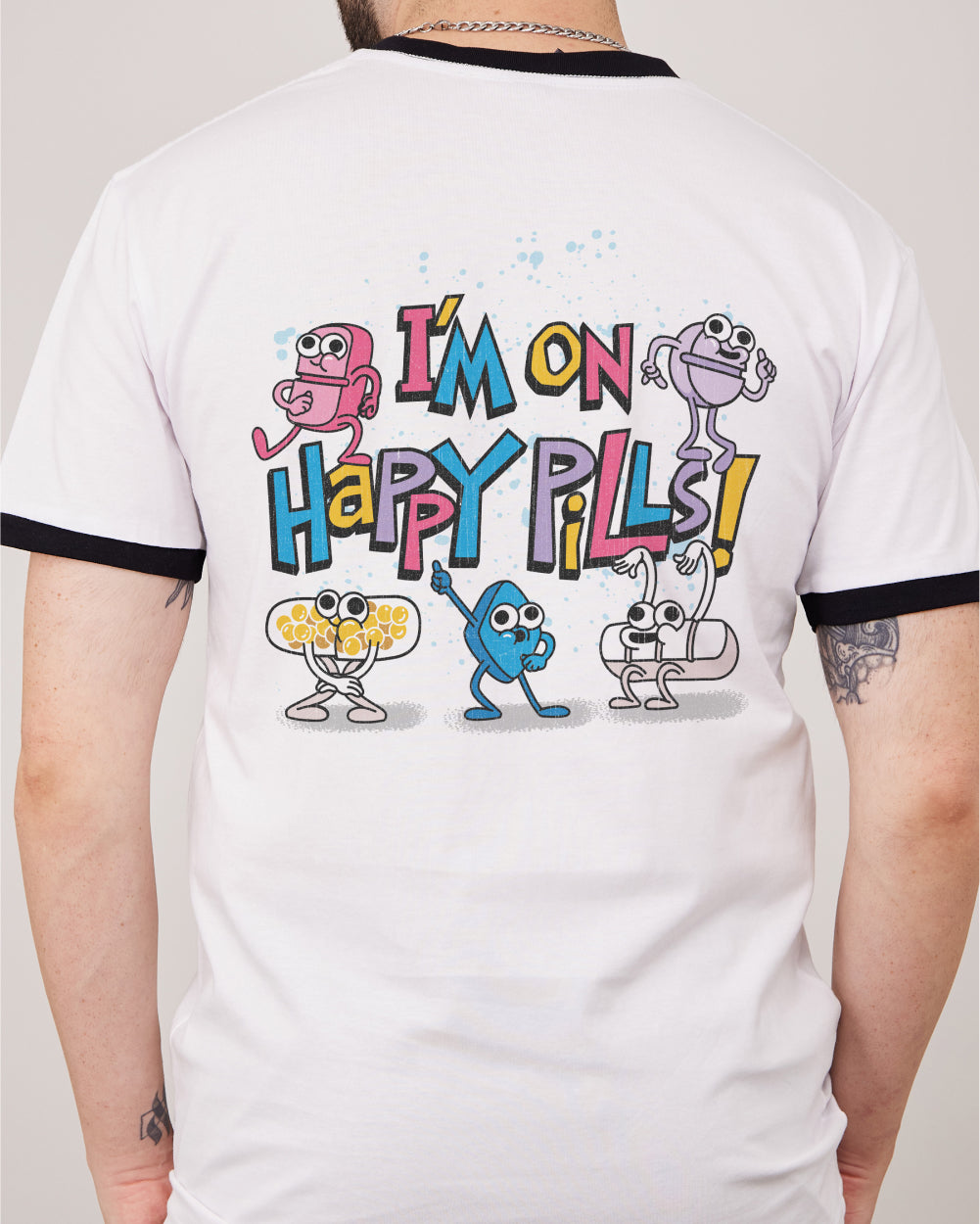I'm On Happy Pills 2 T-Shirt Australia Online #colour_black ringer