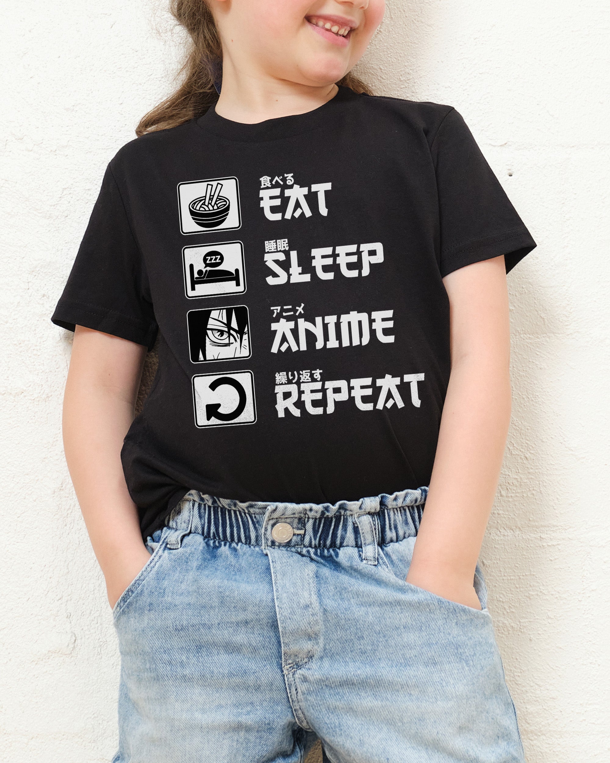 Eat Sleep Anime Repeat Kids T-Shirt Australia Online 