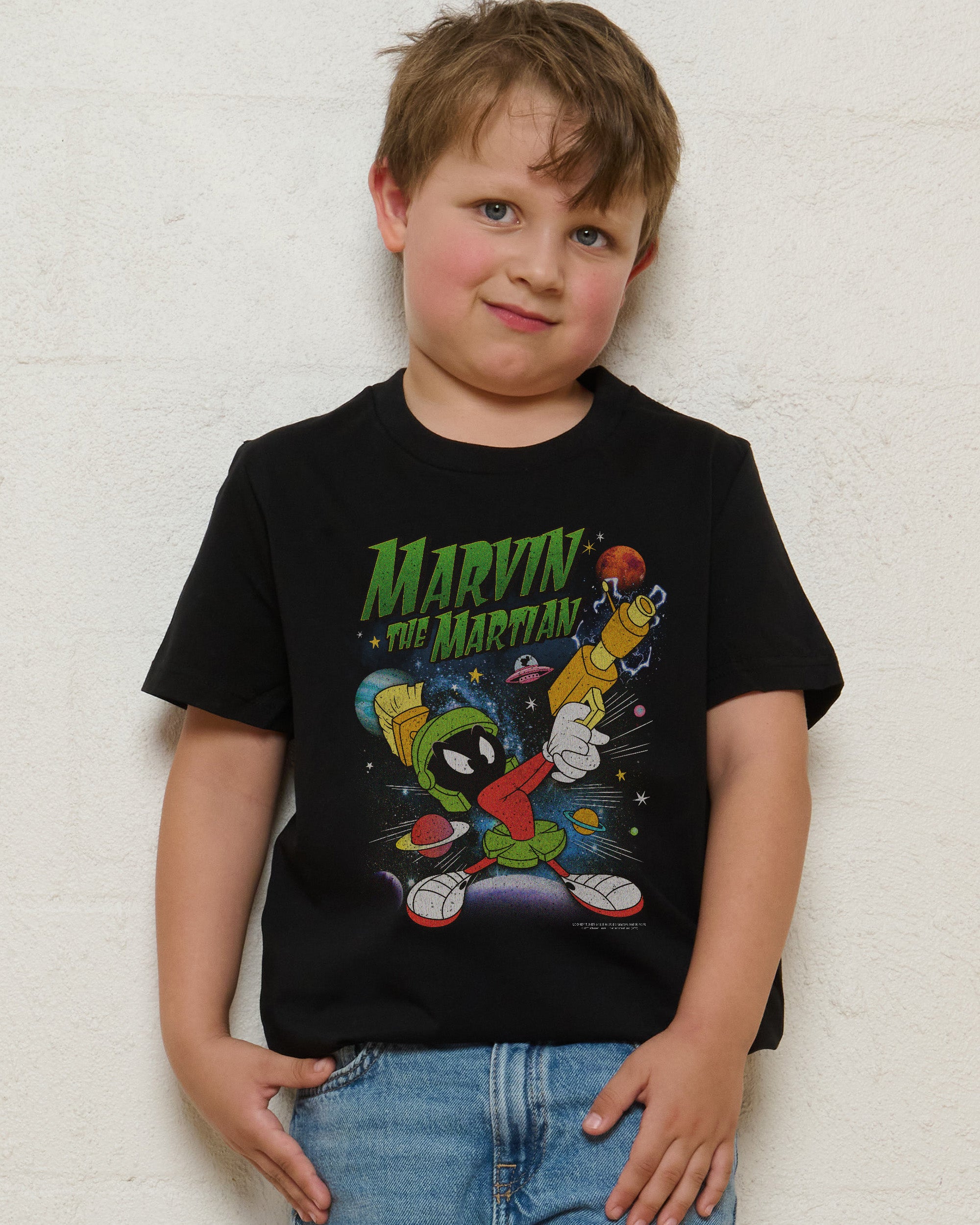 Marvin the Martian Vintage Black Kids T-Shirt