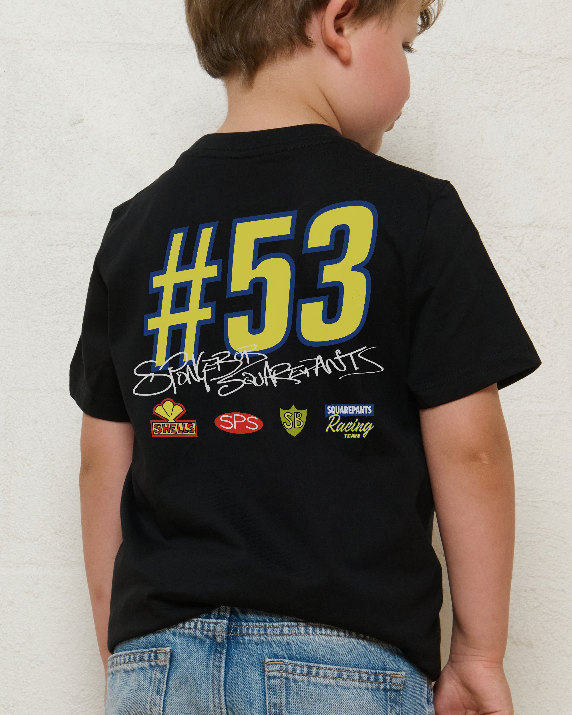 Spongebob Racing Black Kids T-Shirt