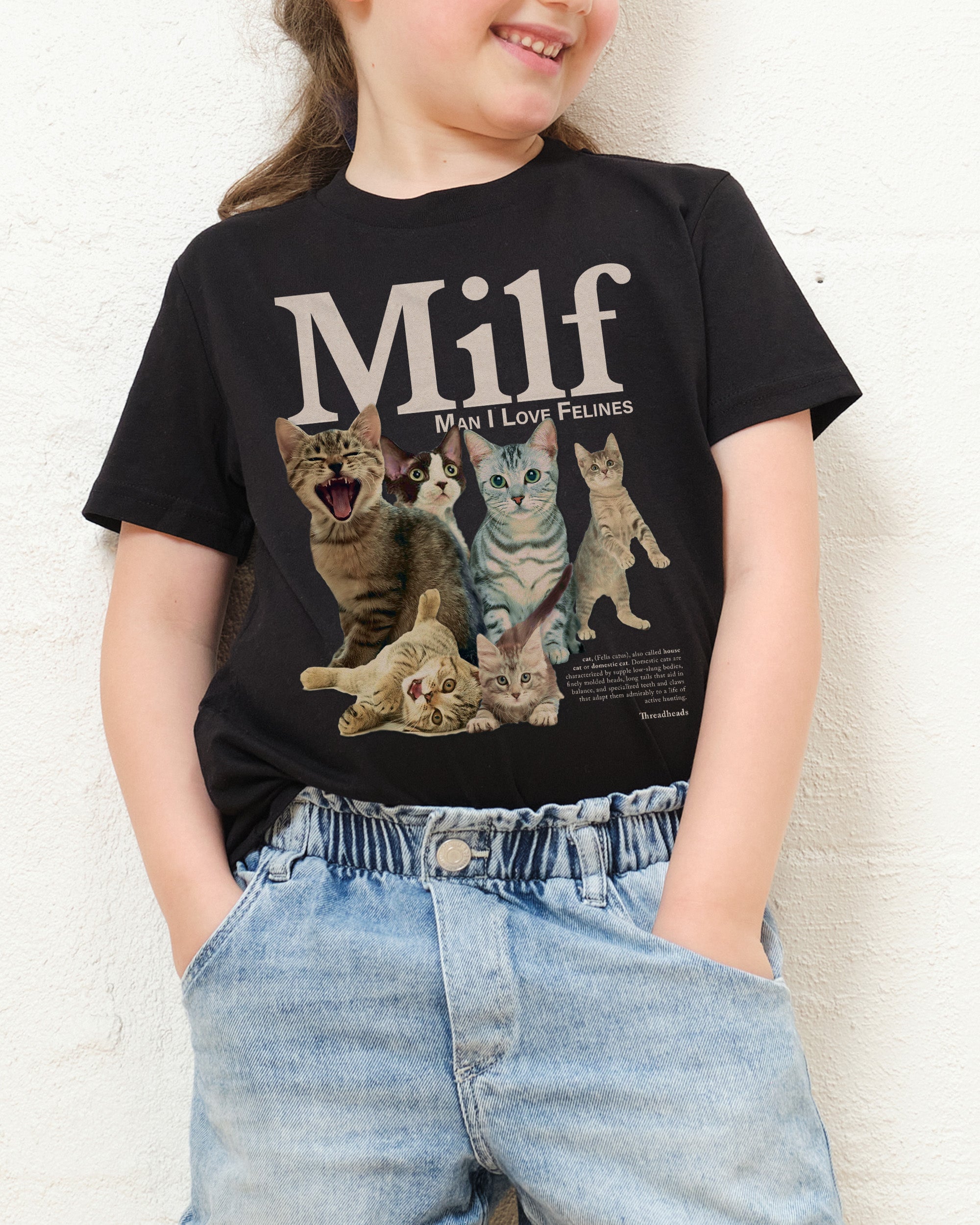 Man I Love Felines Kids T-Shirt Australia Online Black