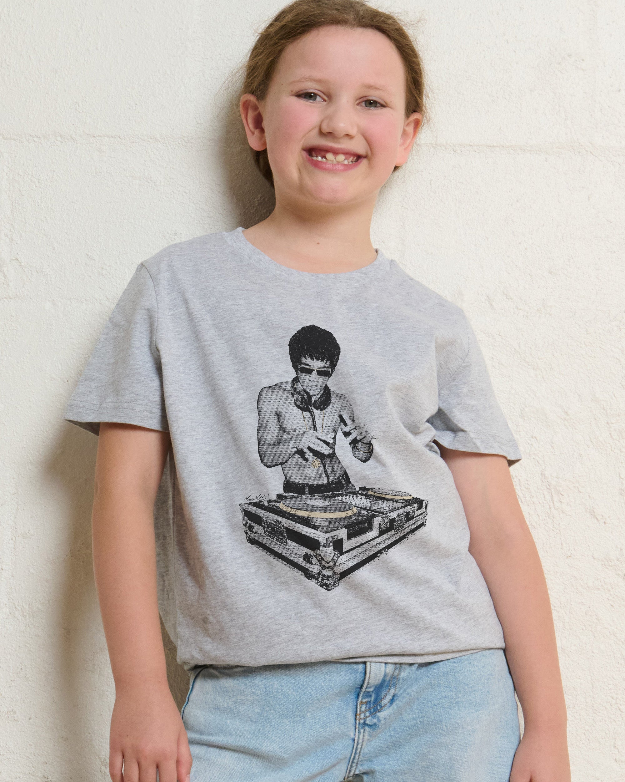 DJ Bruce Lee Grey Kids T-Shirt