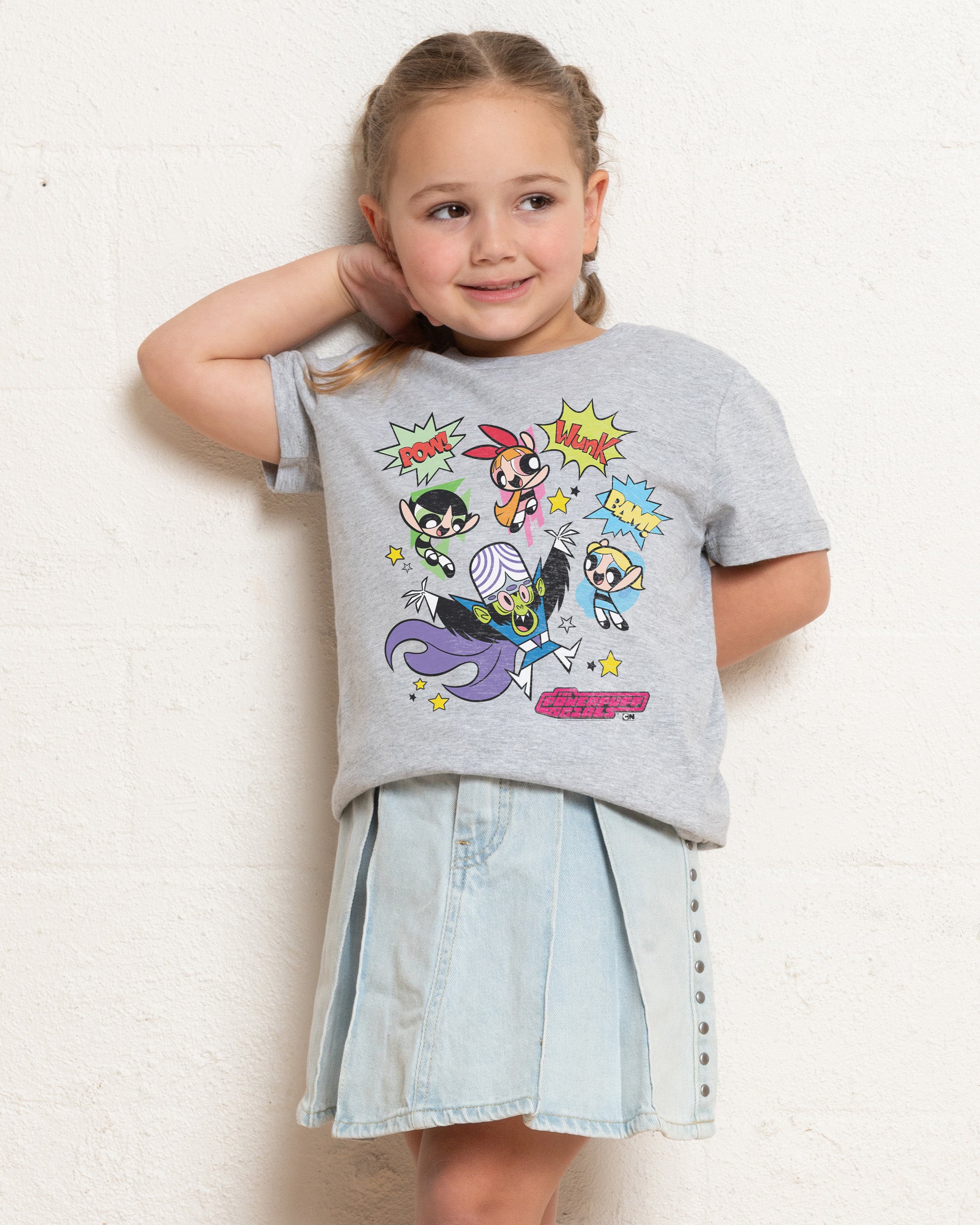 Powerpuff Pow Grey Kids T-Shirt