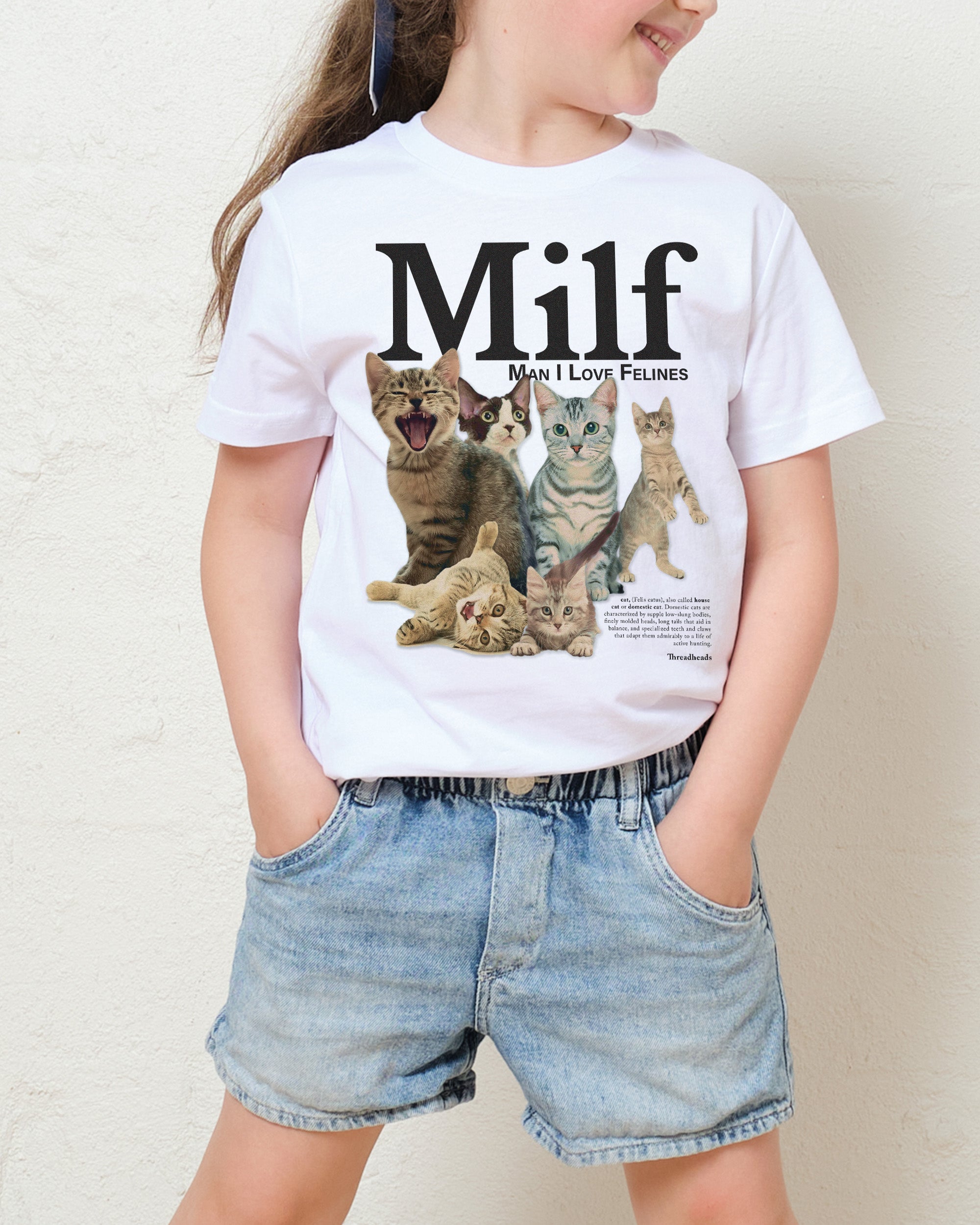 Man I Love Felines Kids T-Shirt Australia Online White