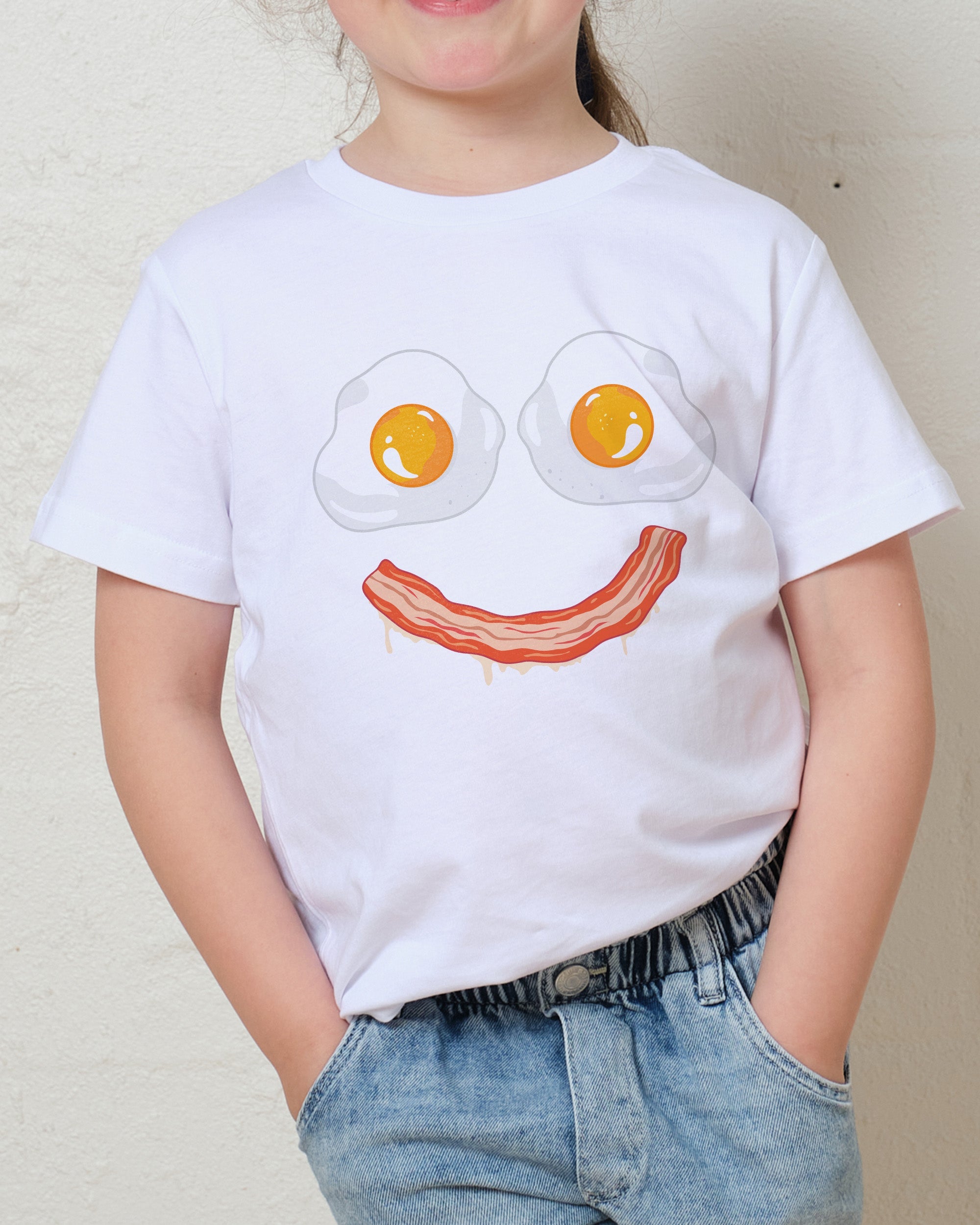 Bacon & Eggs Face Kids T-Shirt Australia Online White