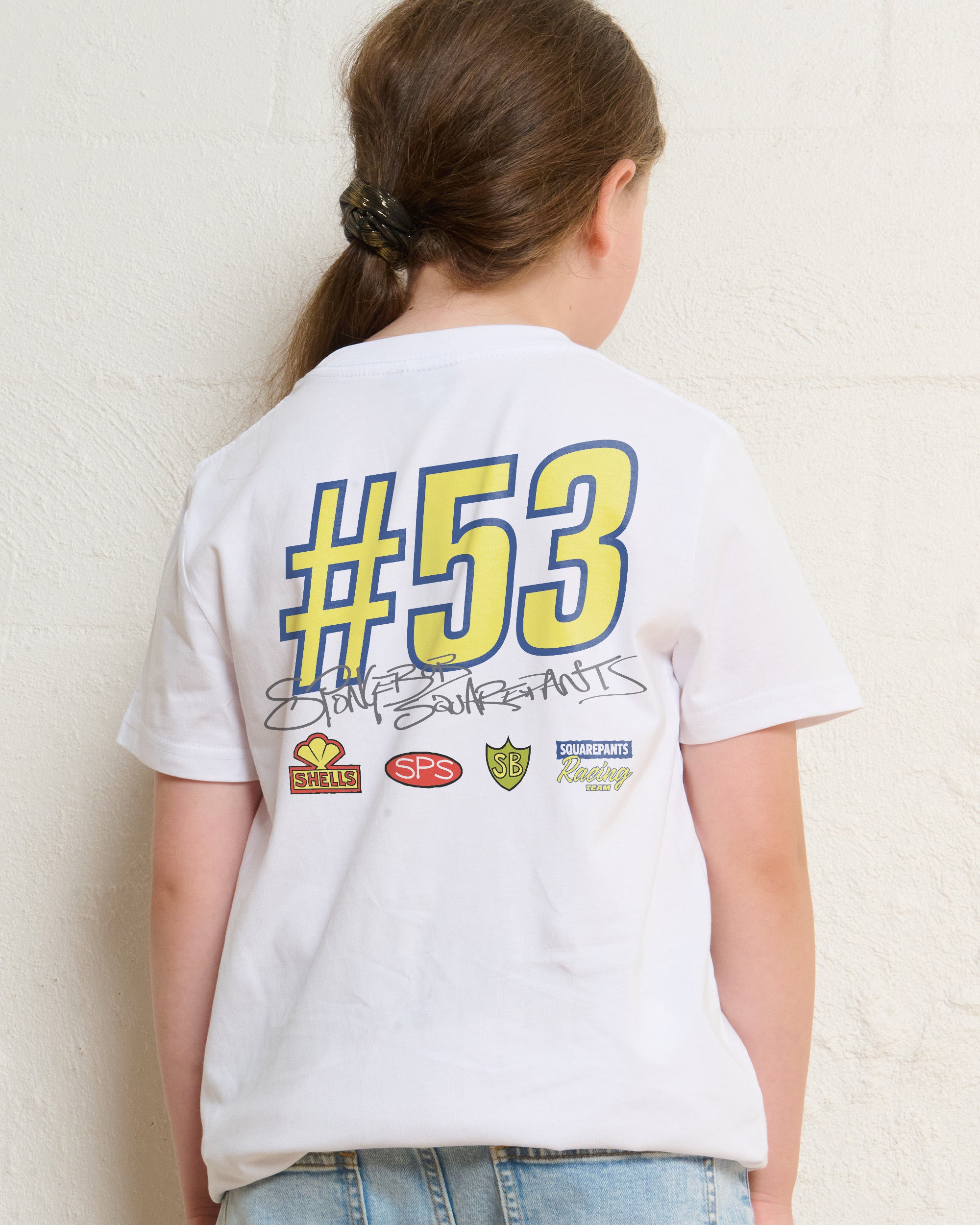 Spongebob Racing White Kids T-Shirt