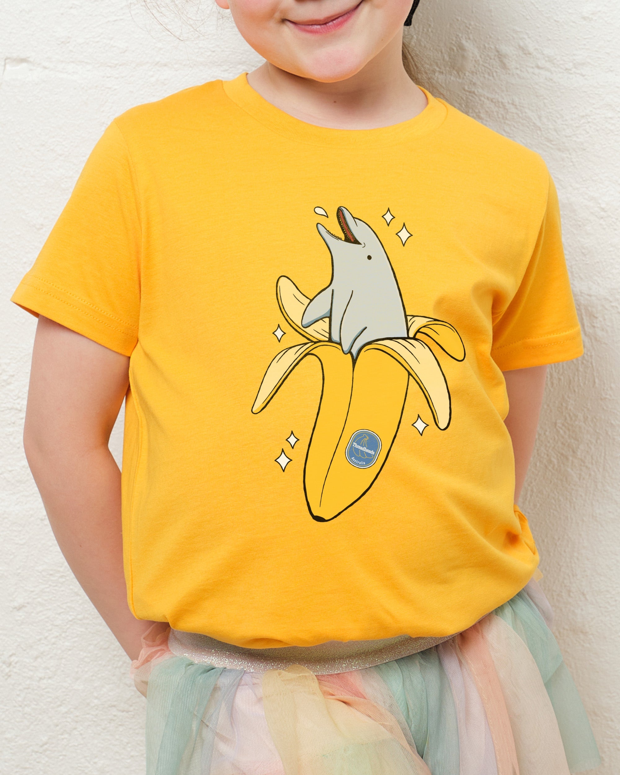 Banana Dolphin Kids T-Shirt Australia Online Yellow