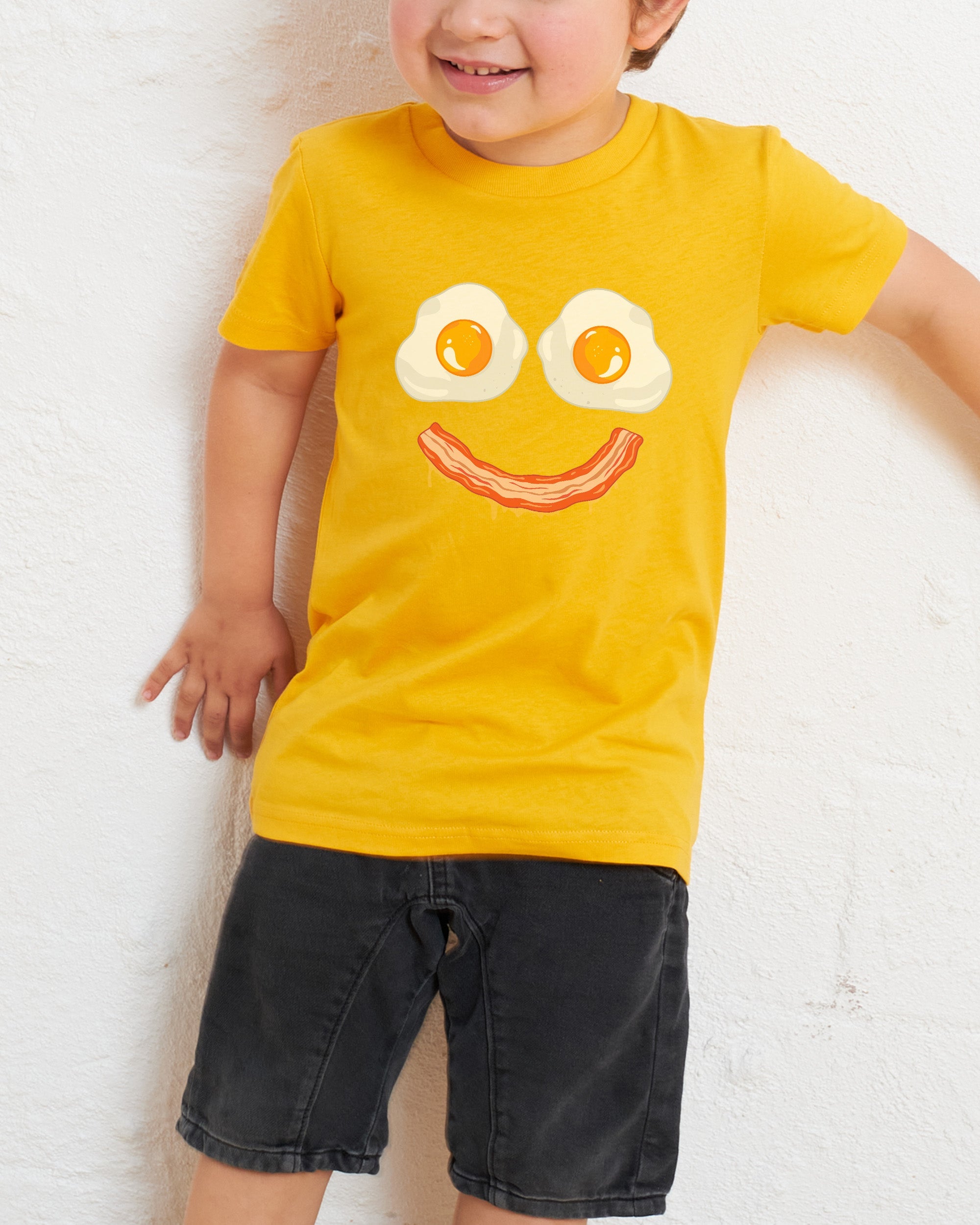 Bacon & Eggs Face Kids T-Shirt Australia Online Yellow