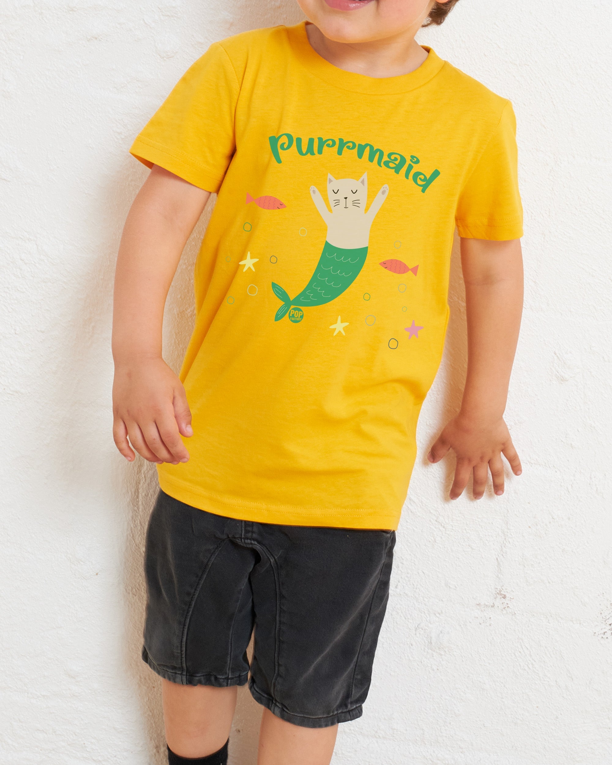 Purrmaid Kids T-Shirt Australia Online Yellow